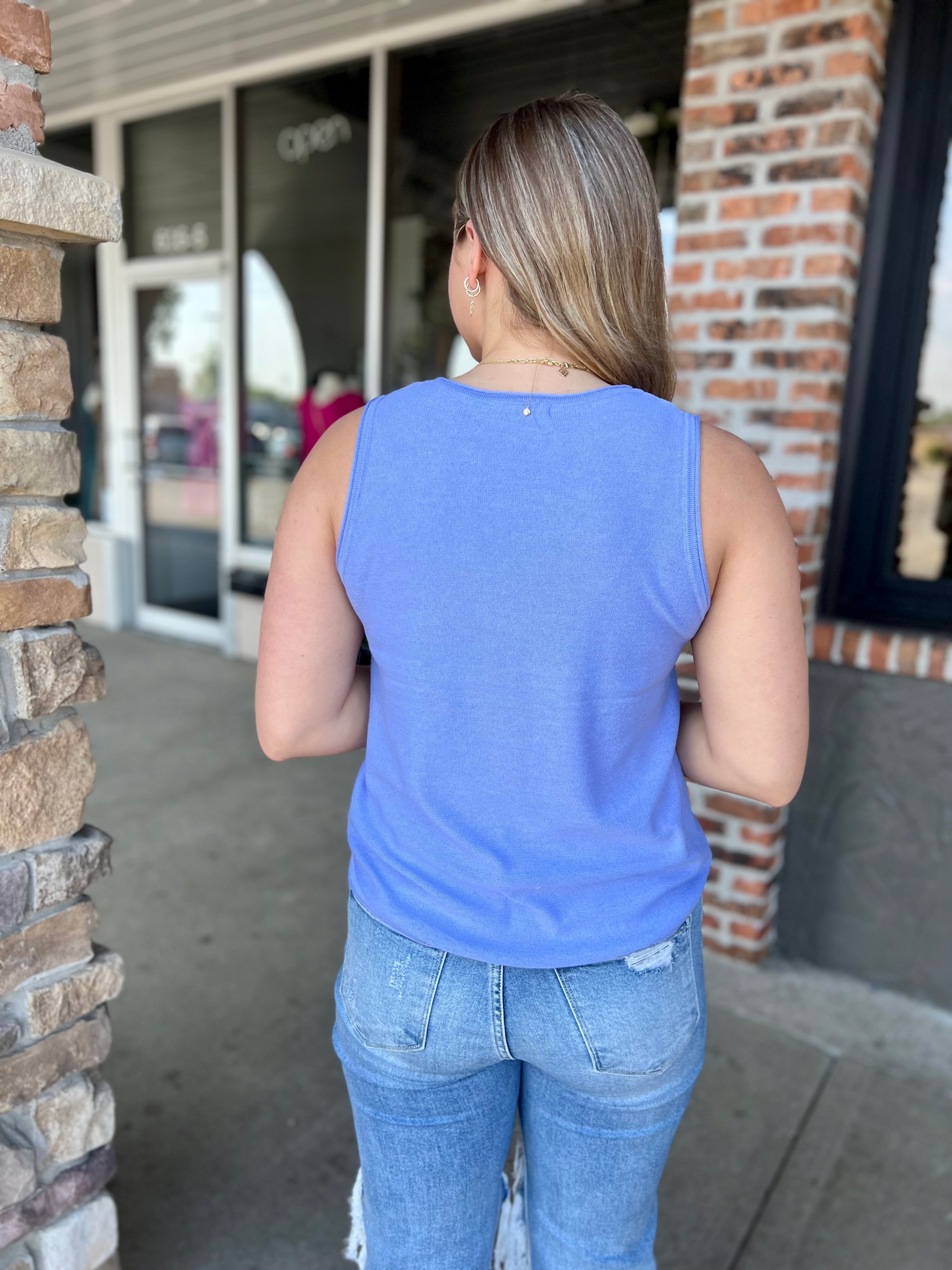 Periwinkle V-Neck Sweater Tank