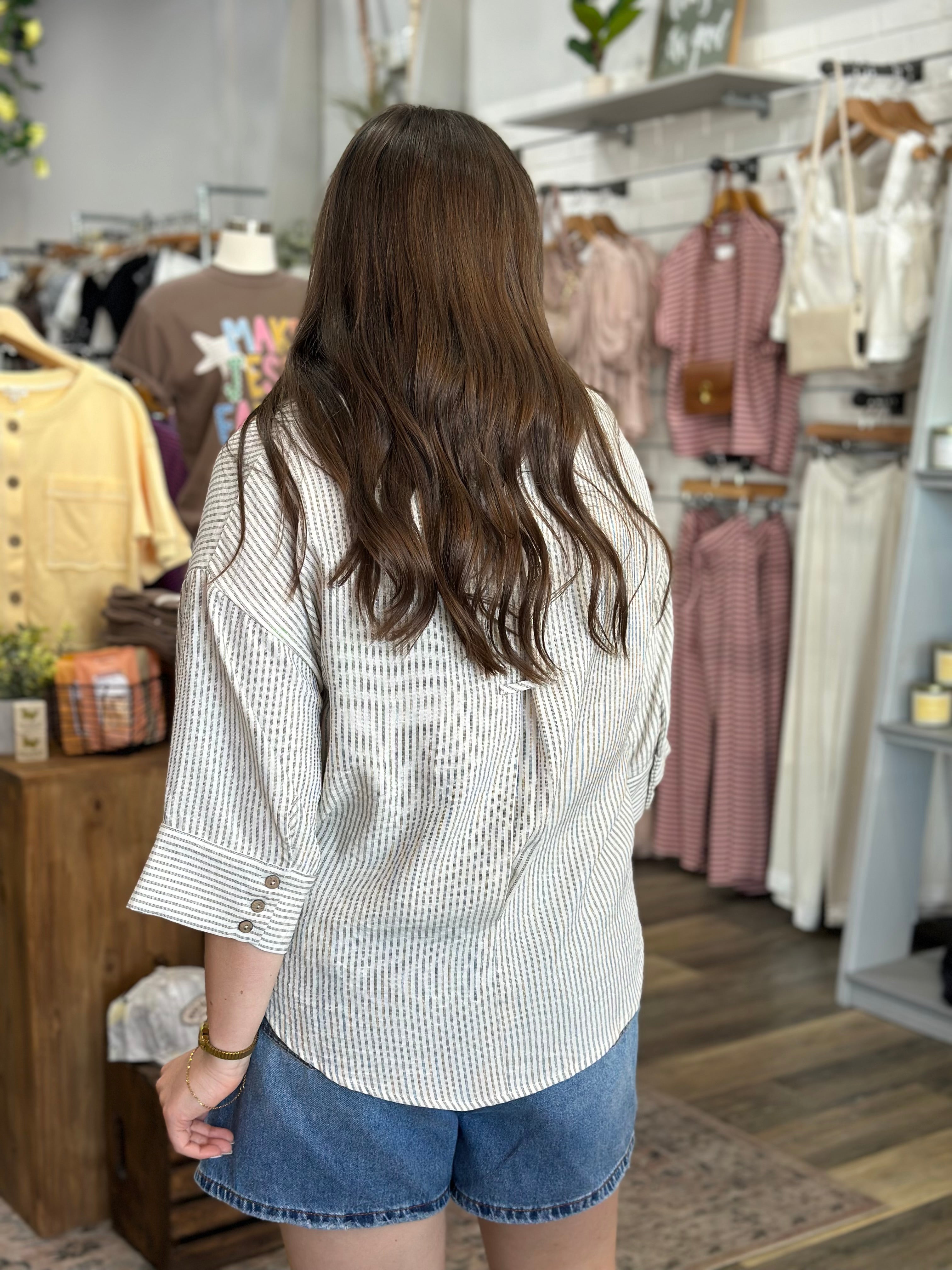 Natural Textured Woven Button Down Shirt
