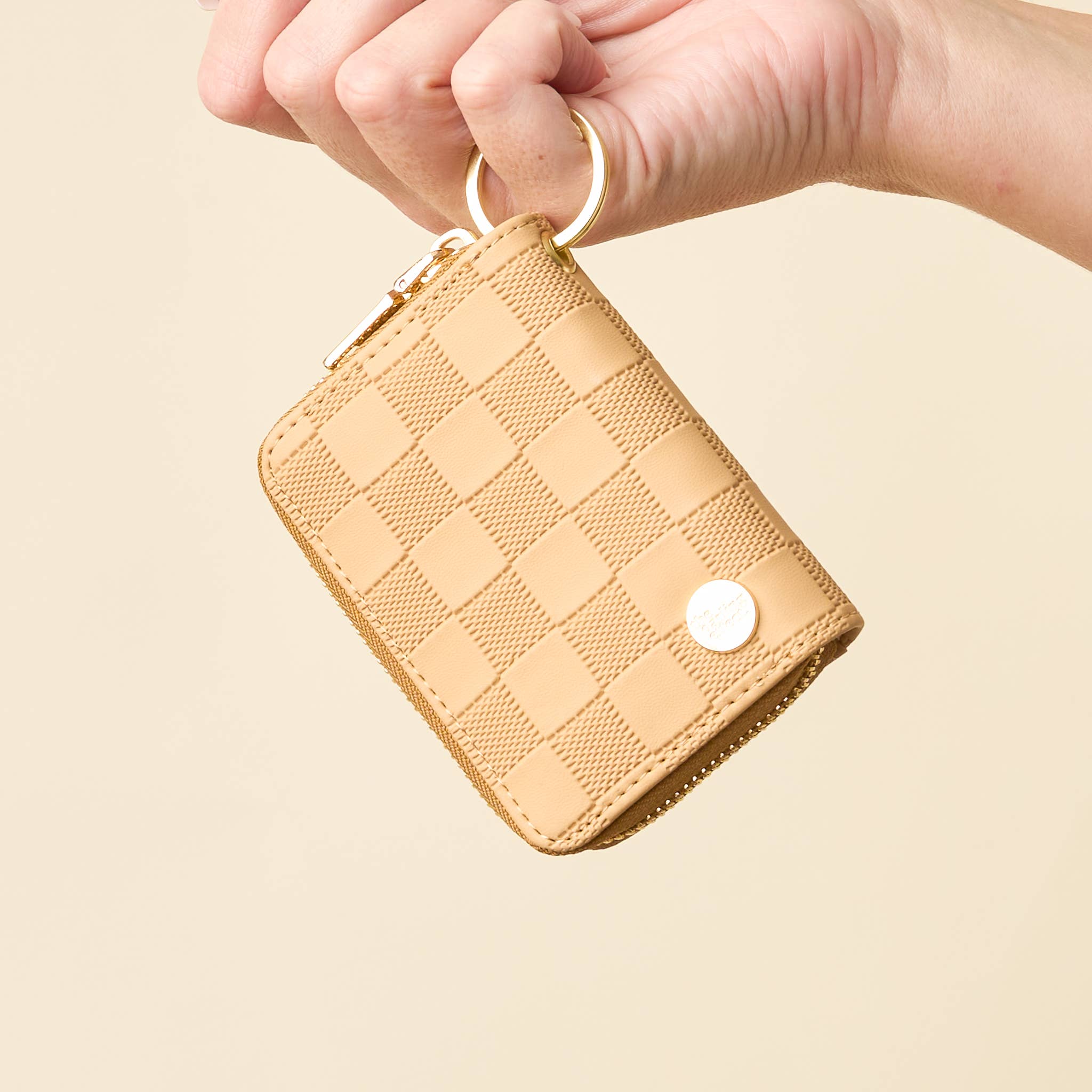 Zip Around Wallet-Tan Check