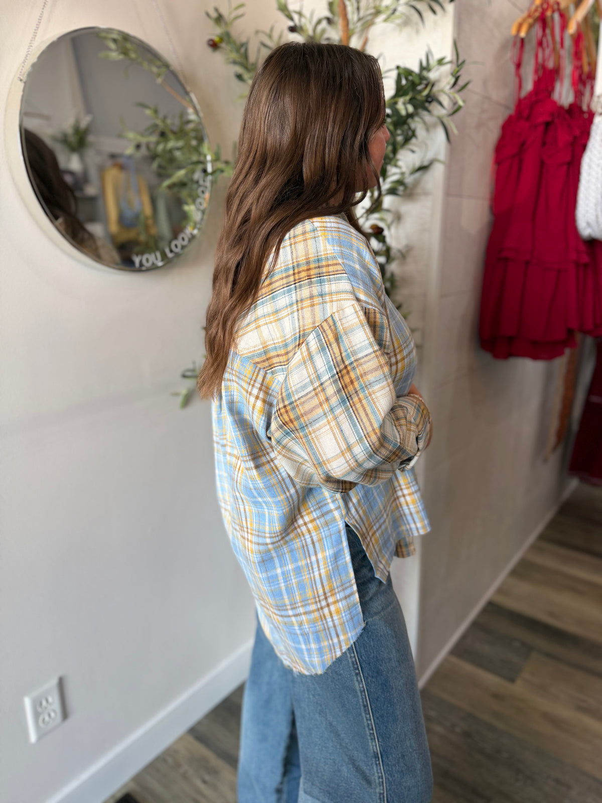 Tan Plaid Flannel Shirt