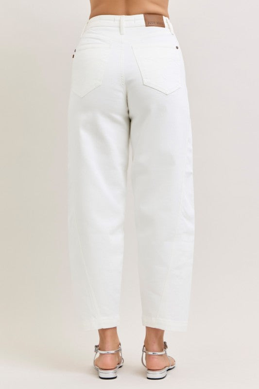 White High Waist Barrel Jeans - FINAL SALE
