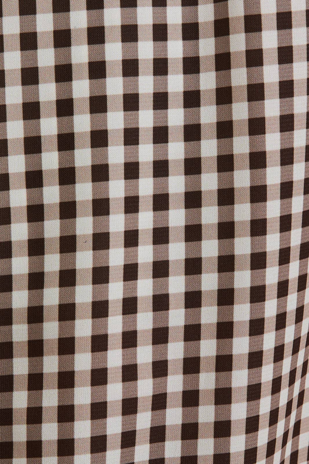 Brown Check Wide Leg Pants