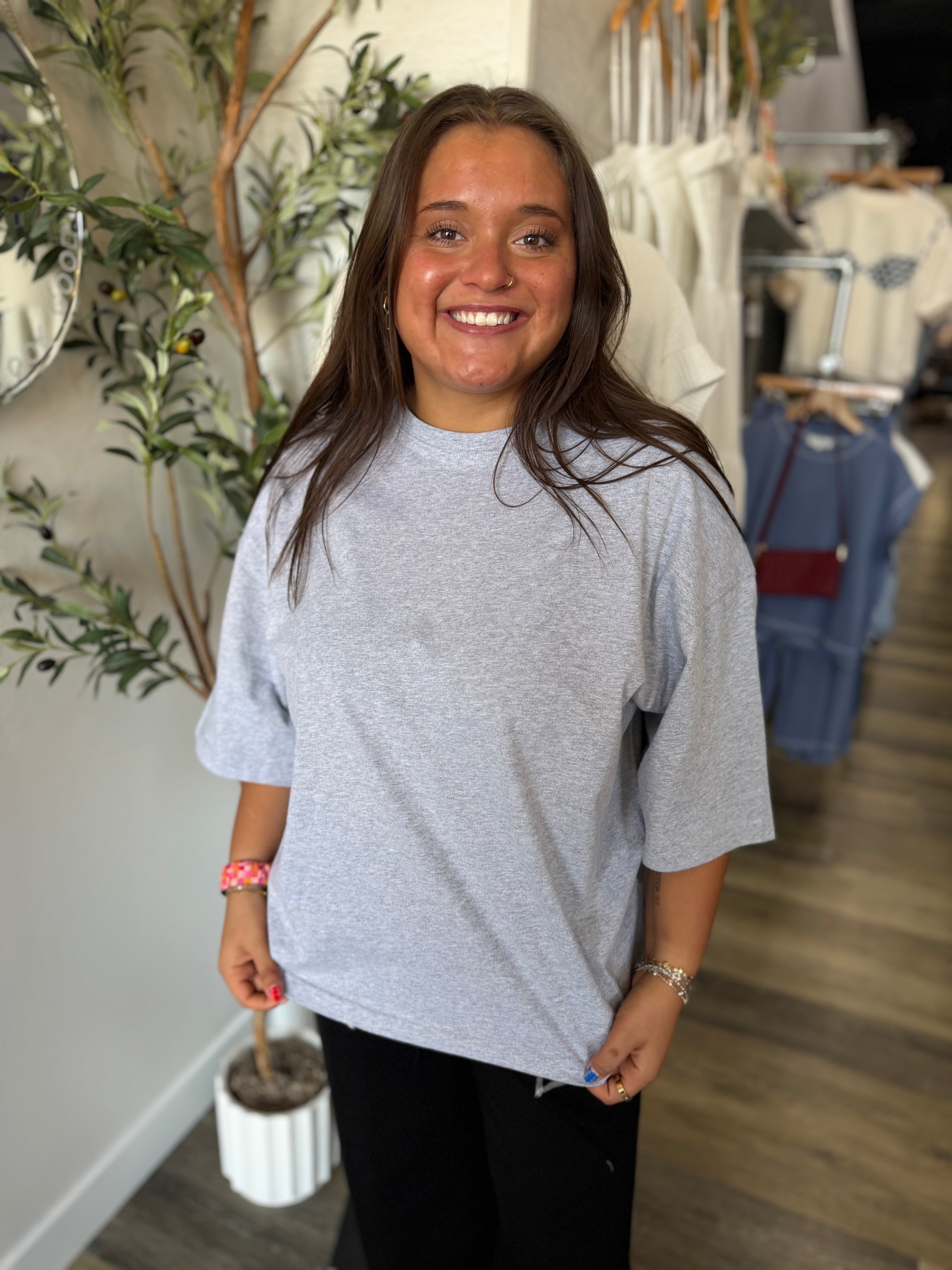 Gray Oversized Everyday Cotton Tee