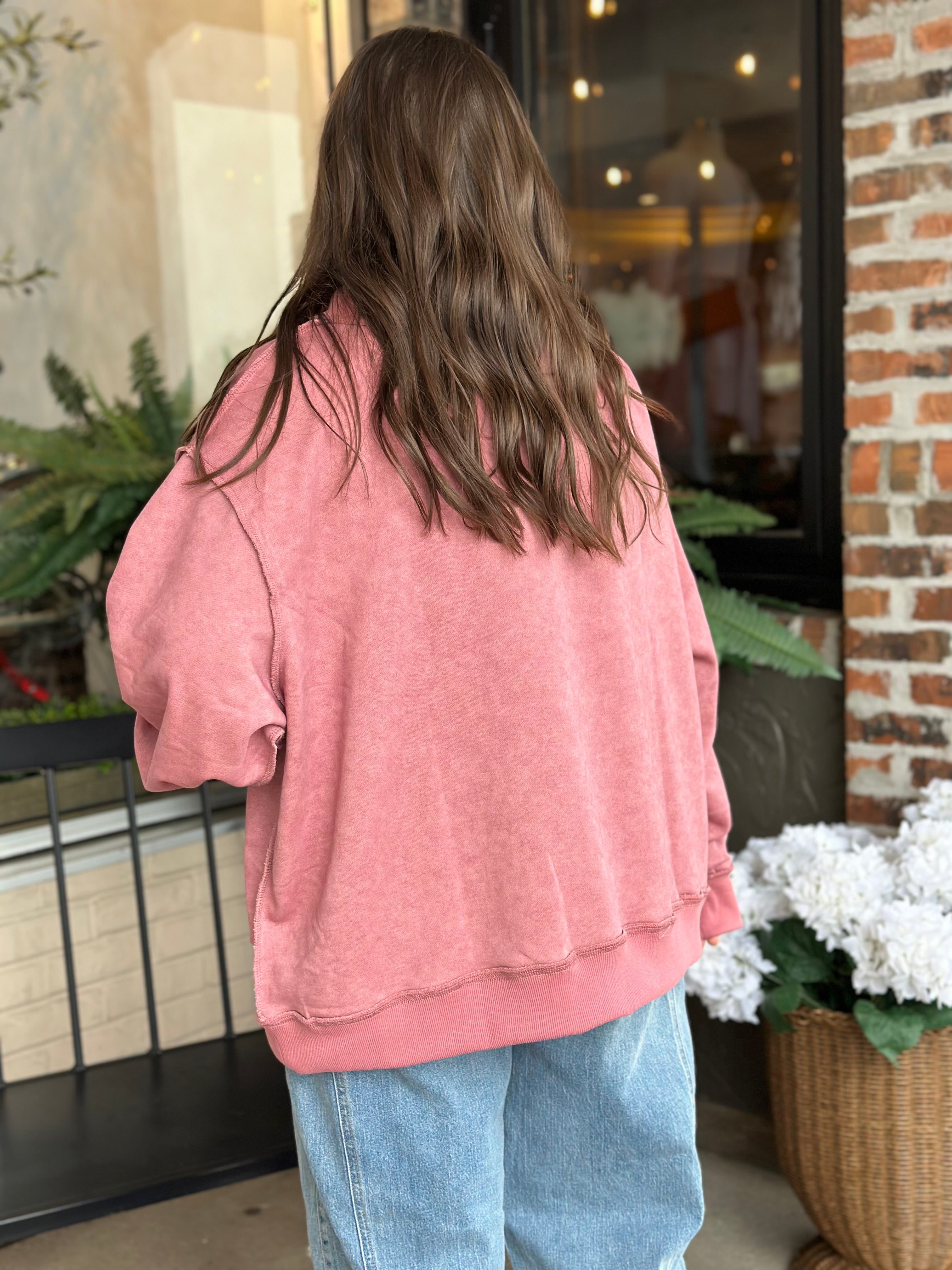 Mauve Vintage Wash Oversized Sweatshirt