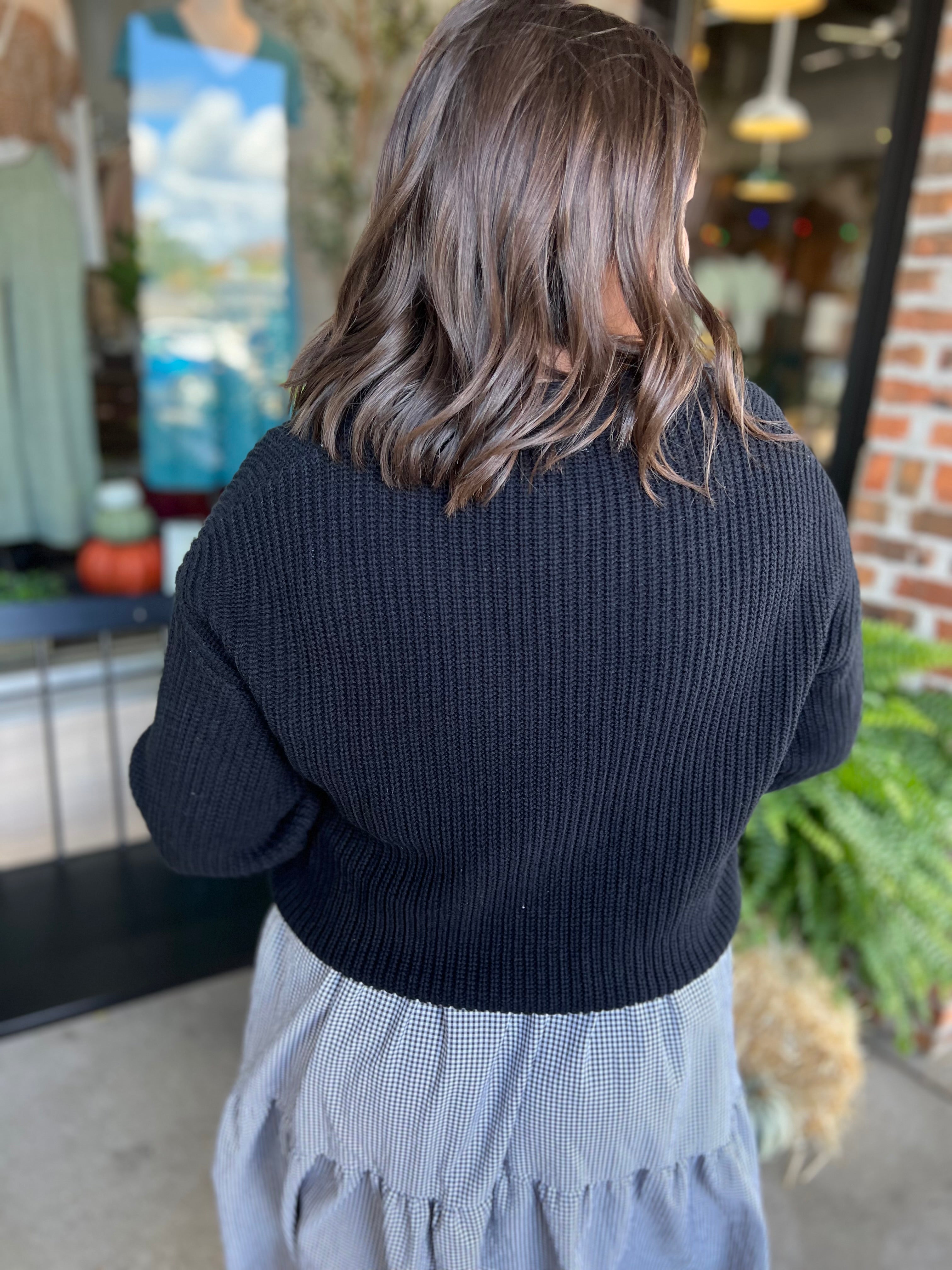 Black Crop Cardigan