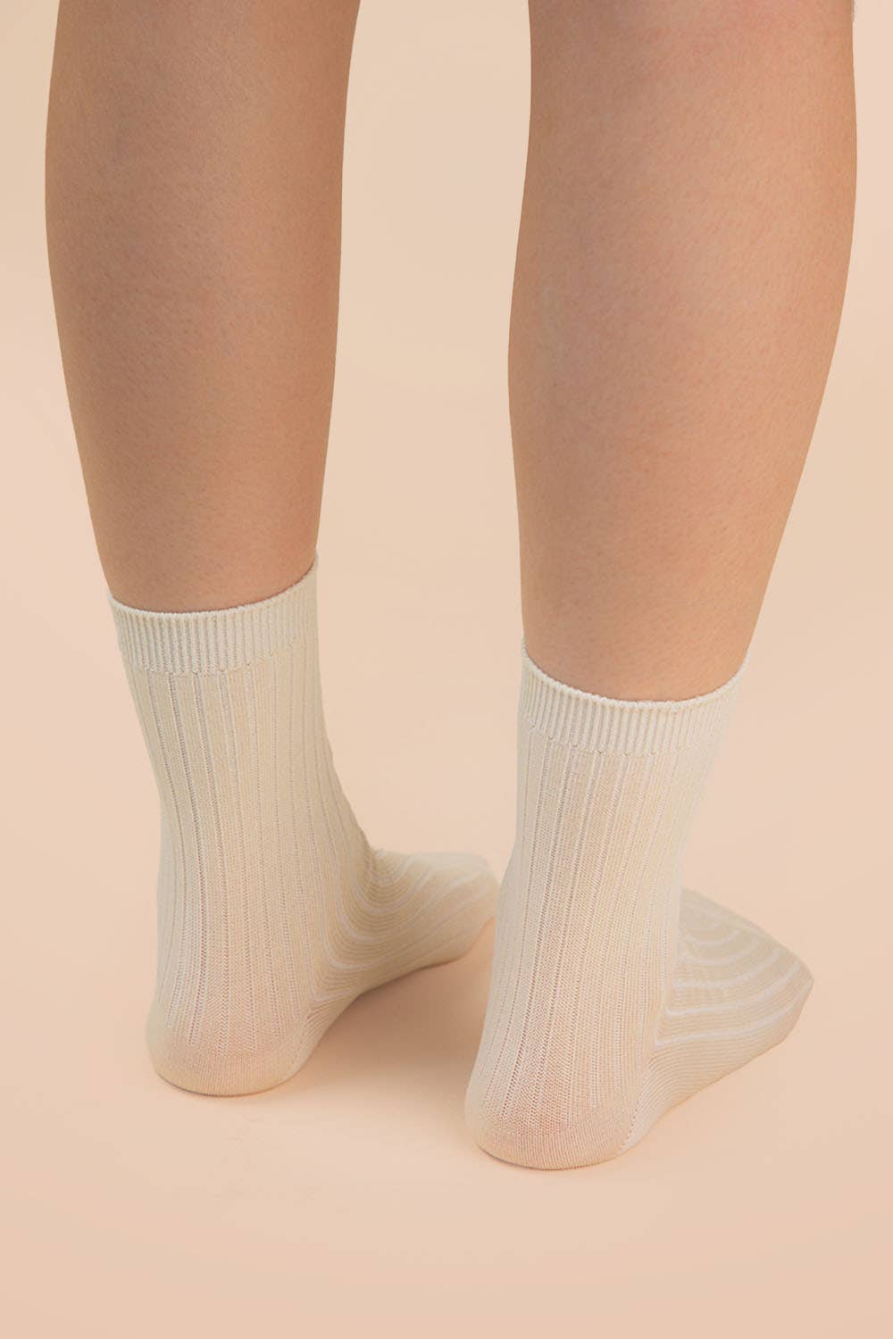 Cream Casual ribbed quarter socks
