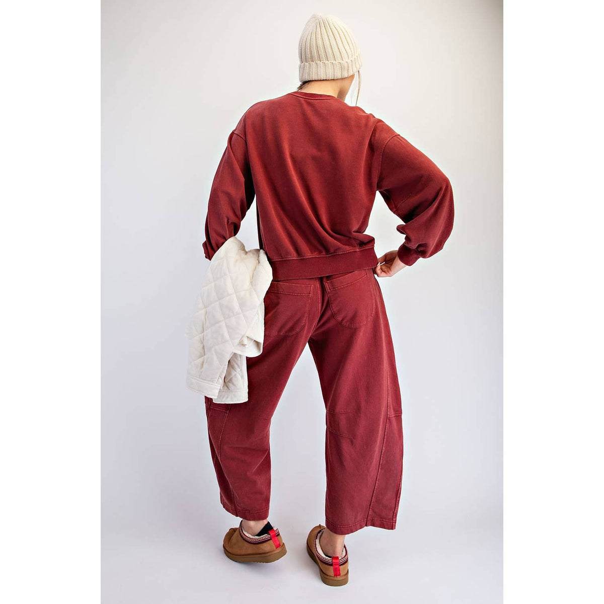 Crimson Mineral Washed Pullover
