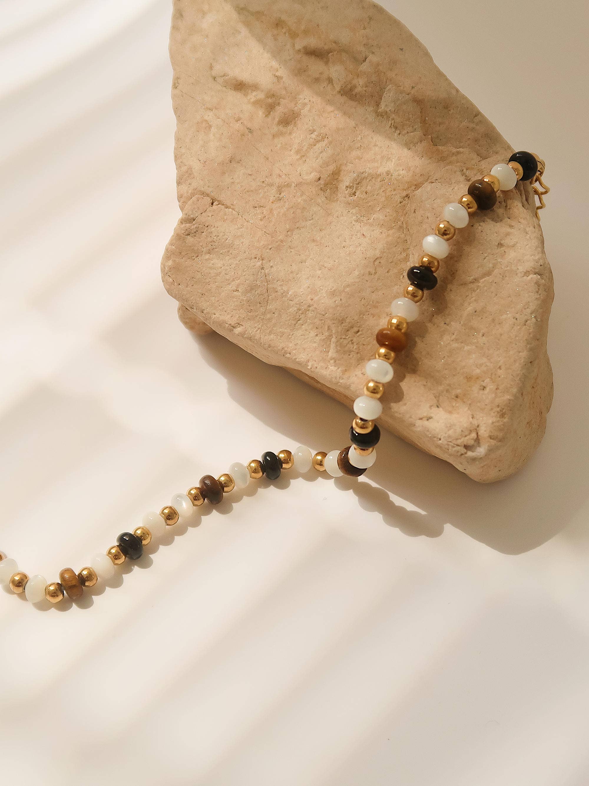 Brown 18K Gold Non-Tarnish Beaded Necklace