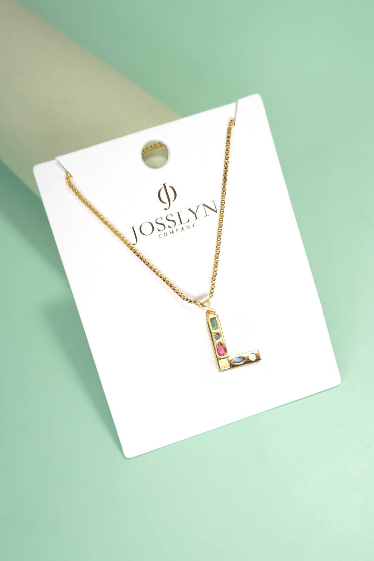 Multi Color Initial Rhinestone Necklace