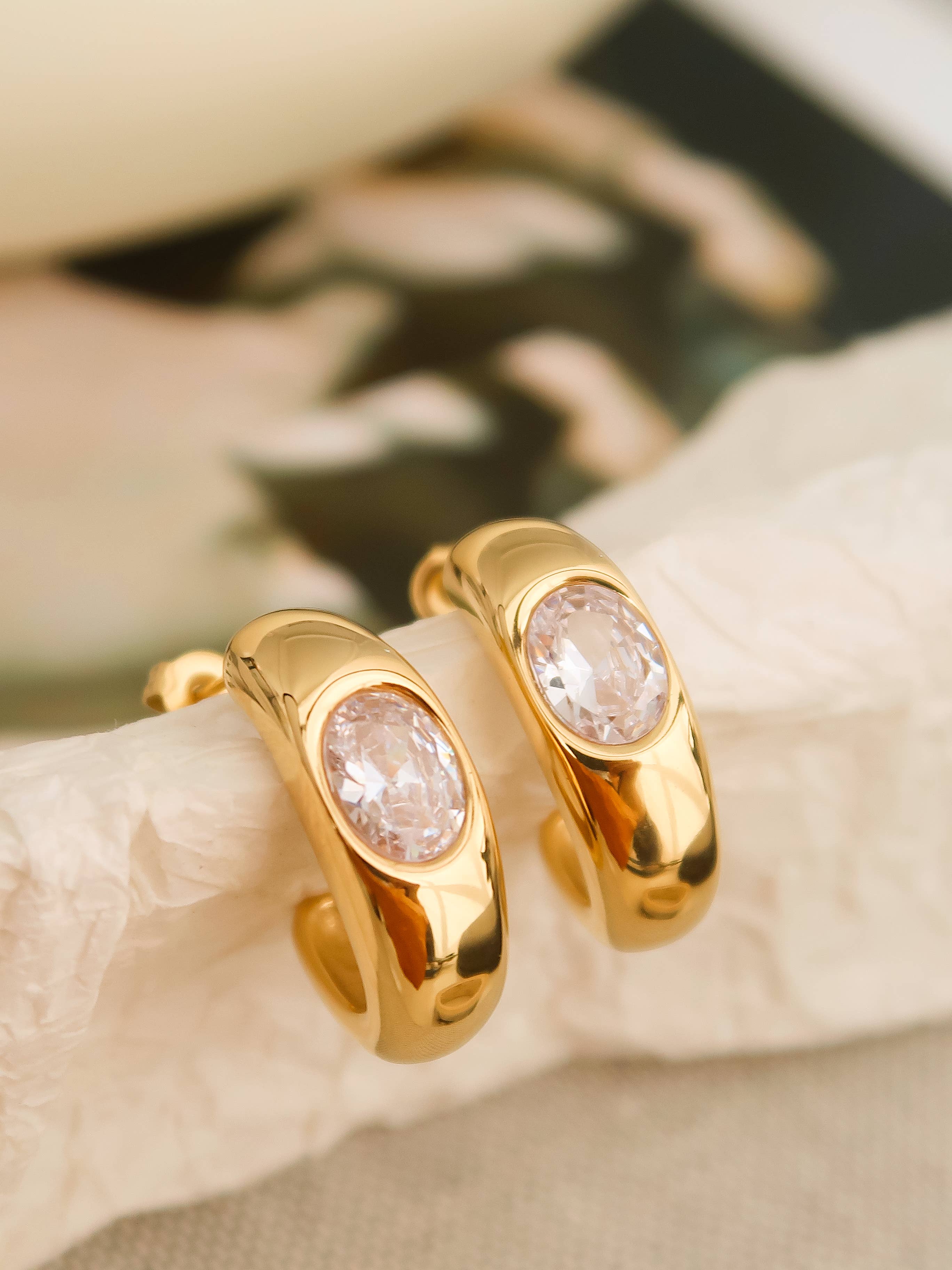 18K Gold Non-Tarnish Classic C Hoop Earring