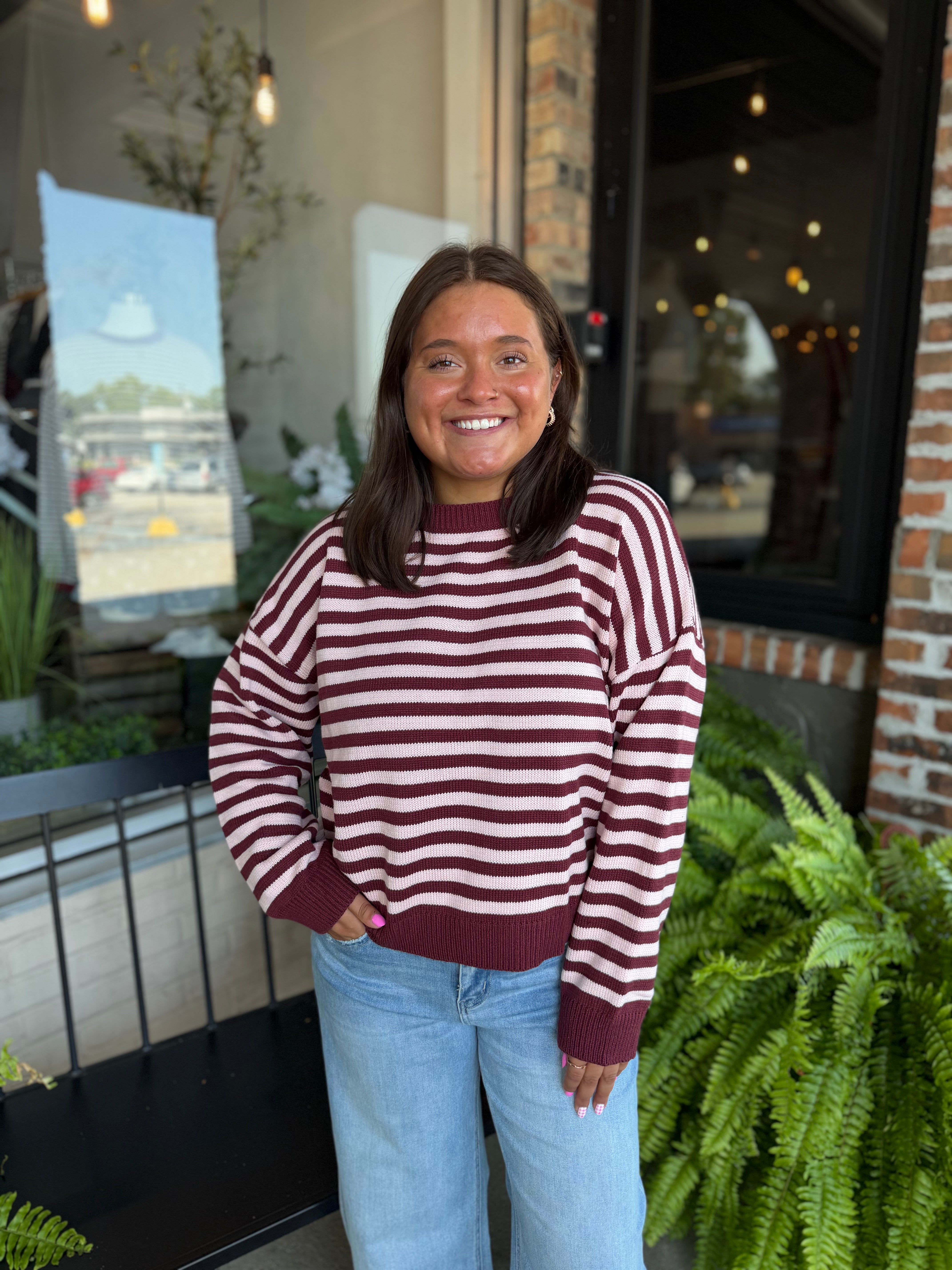 Burgundy Striped Sweater
