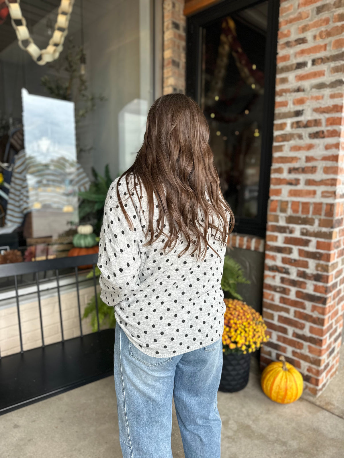 Grey Polka Dot Knit Cardigan - FINAL SALE