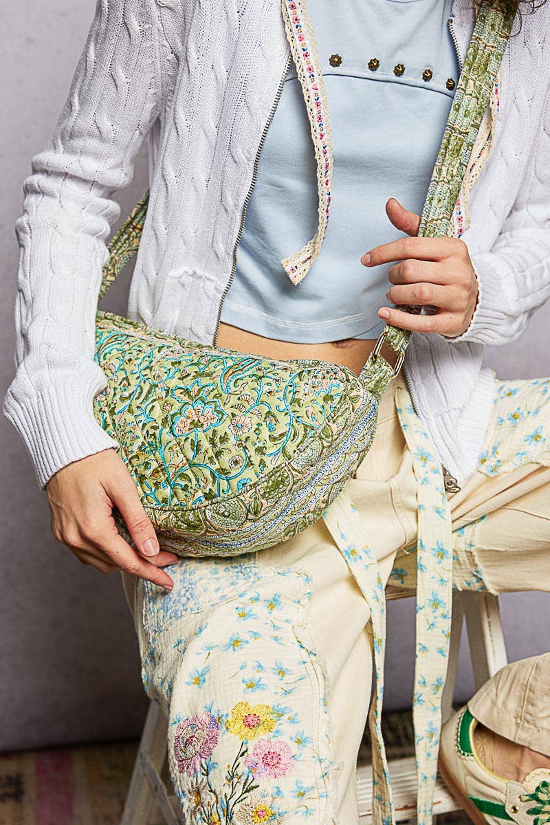 Pistachio Lightweight Quilted Floral Bag