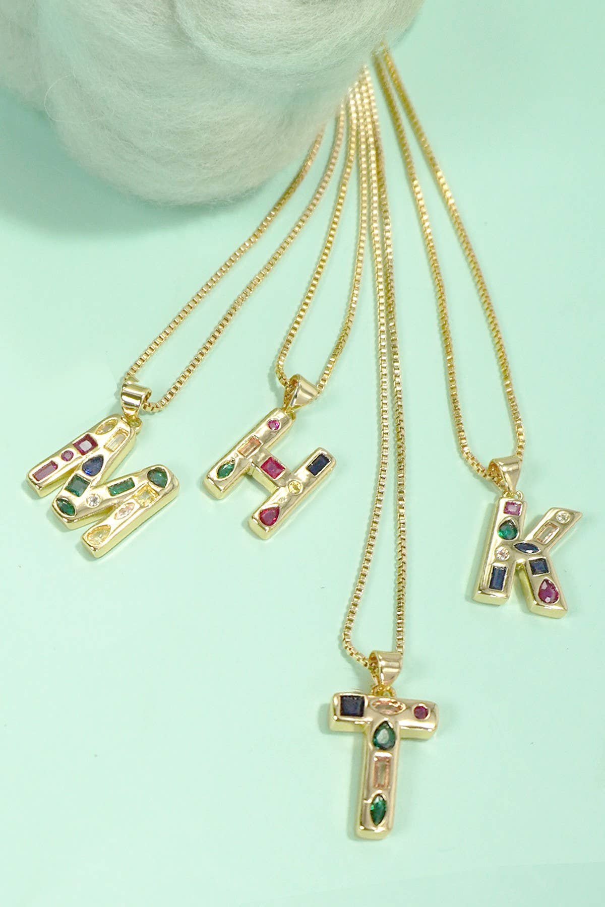 Multi Color Initial Rhinestone Necklace