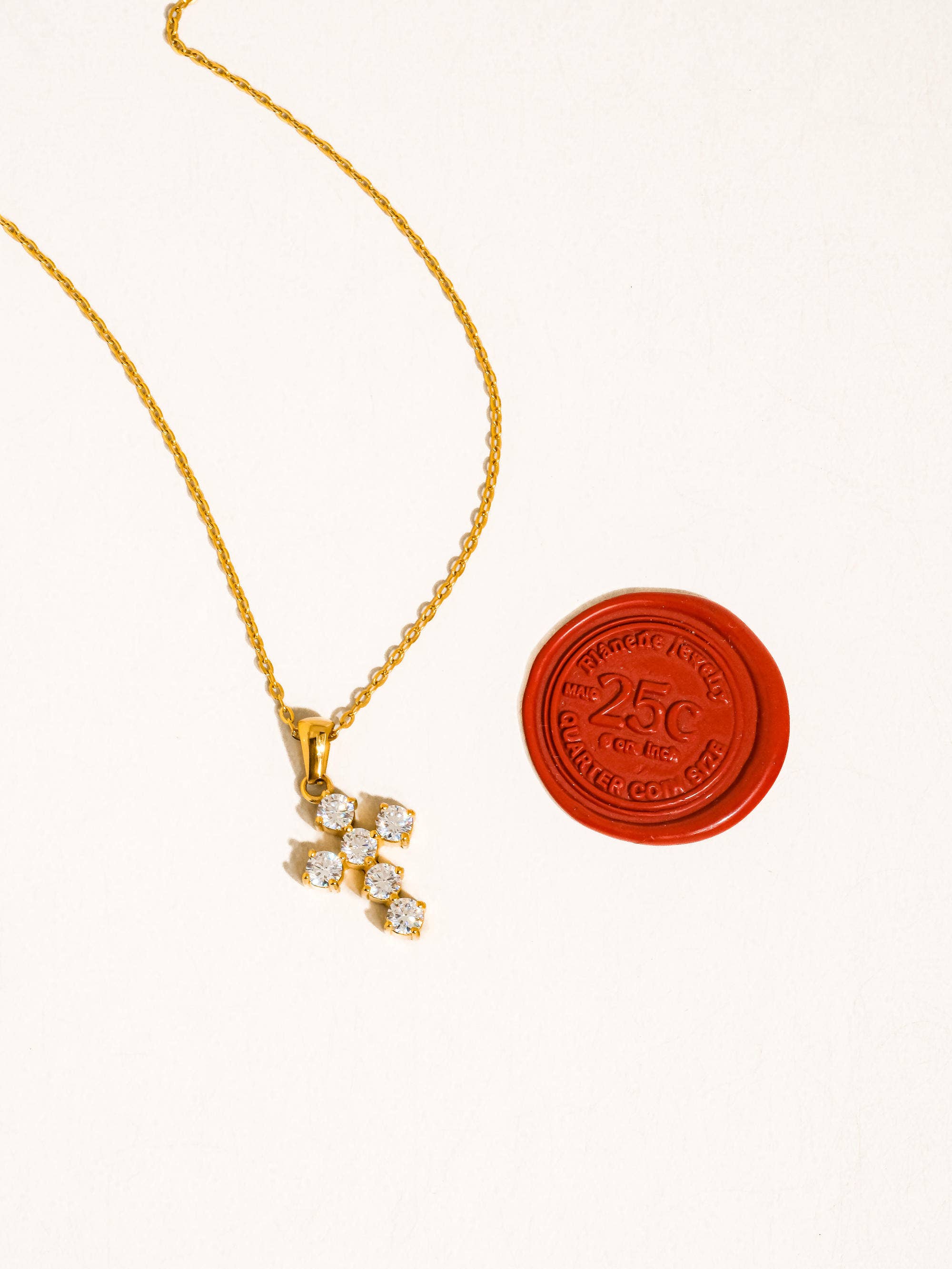18K Gold Non-Tarnish Dainty Cross Necklace