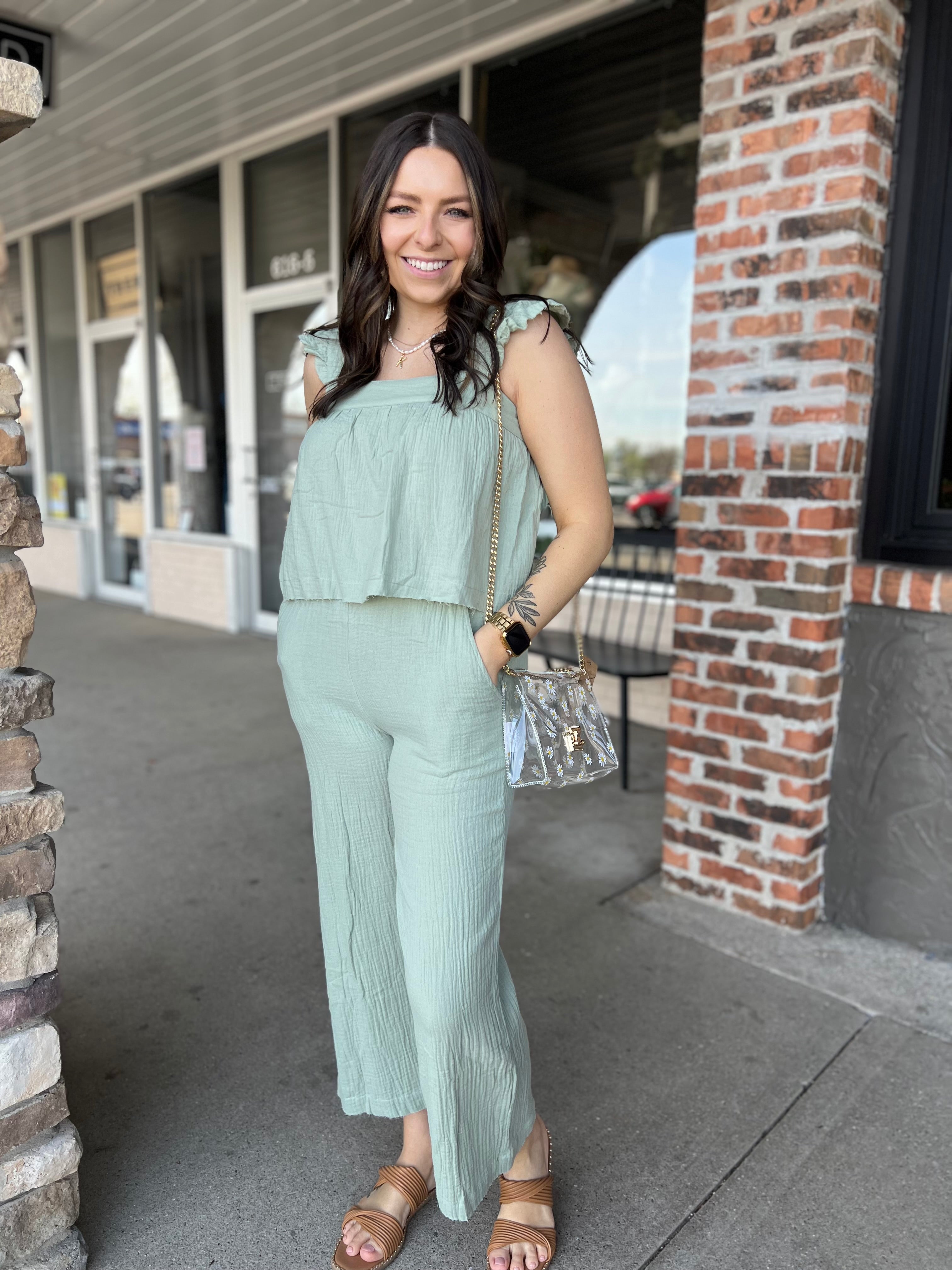 Sage Ruffle Top - FINAL SALE