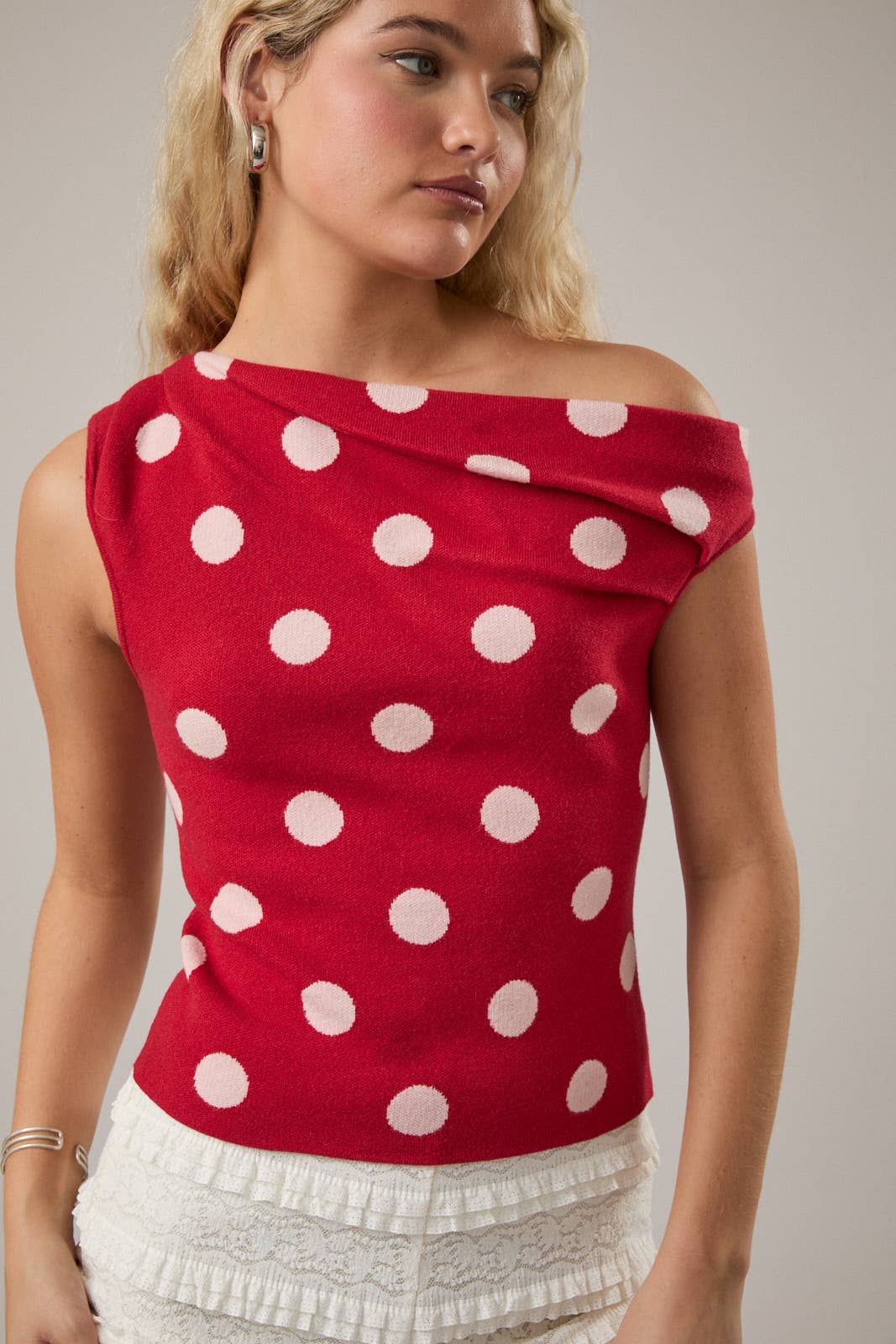 Red Polka Dot Sweater Top