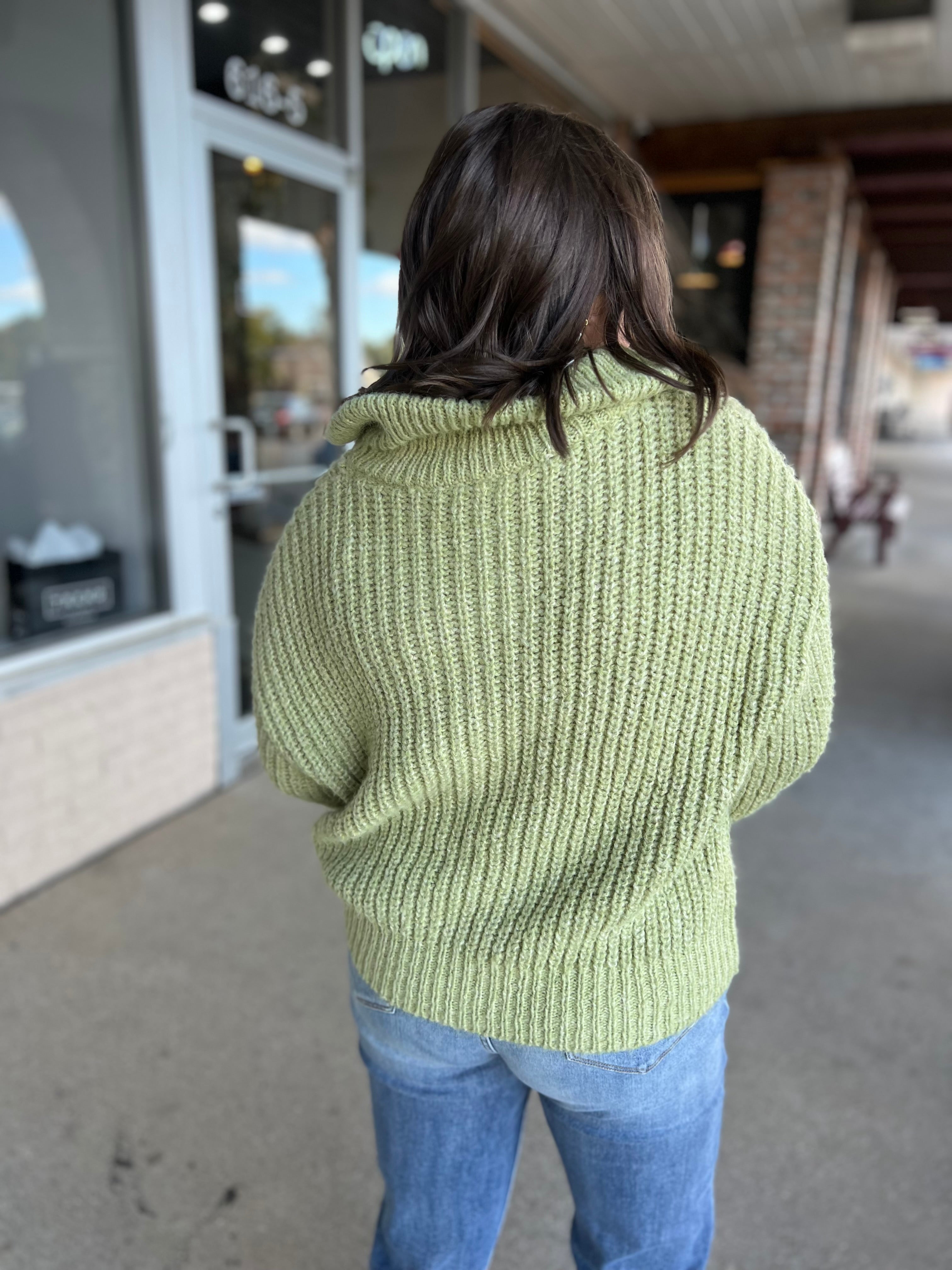 Pistachio Quarter Zip Polo Sweater