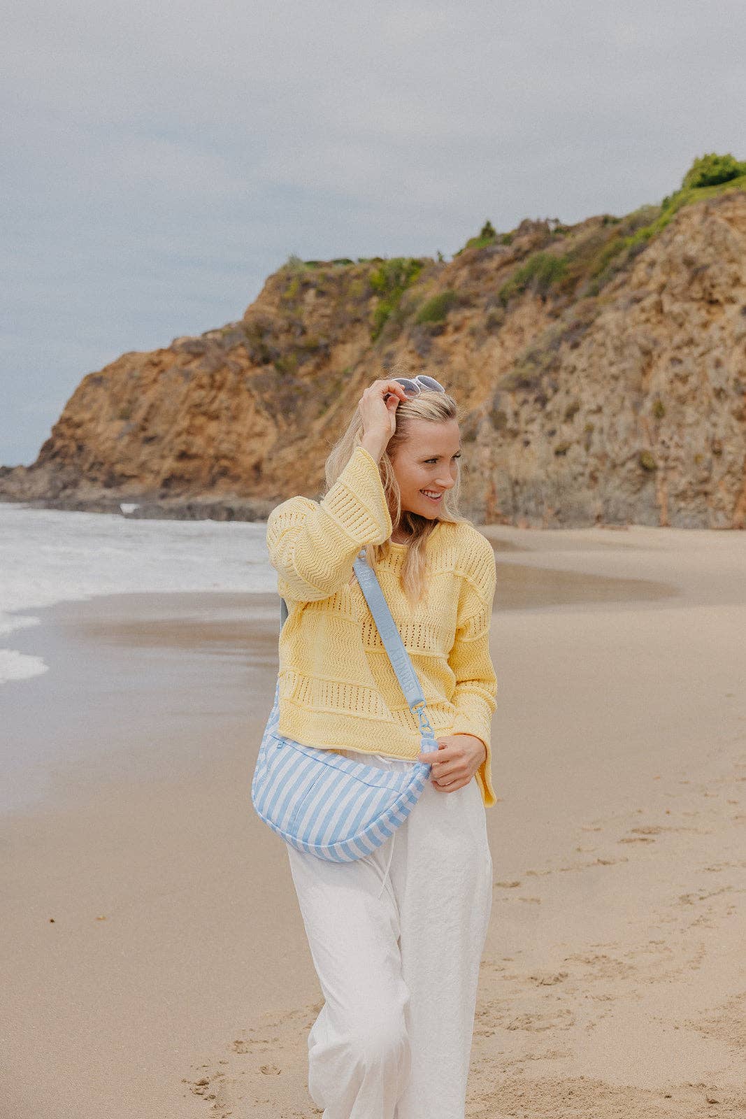 Harbor Stripe Crescent Bag