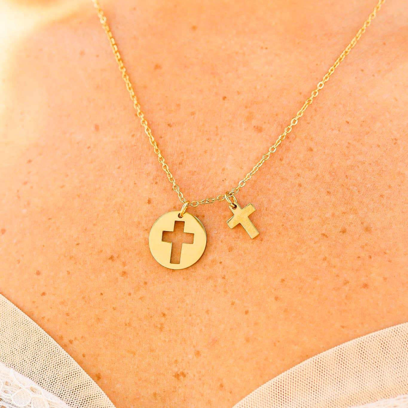 Rose Gold Cross Cutout Necklace