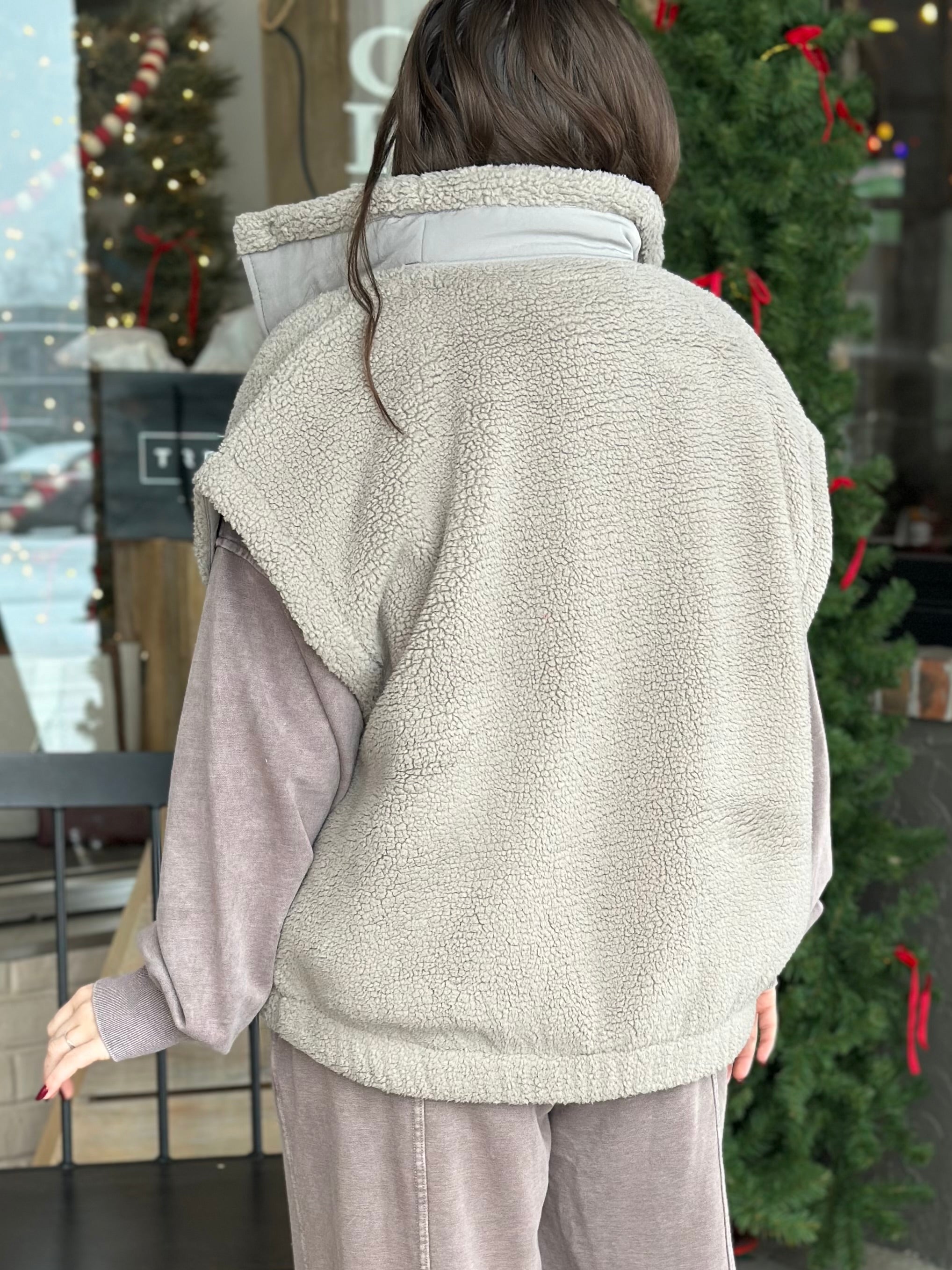 Taupe Micro Sherpa Vest
