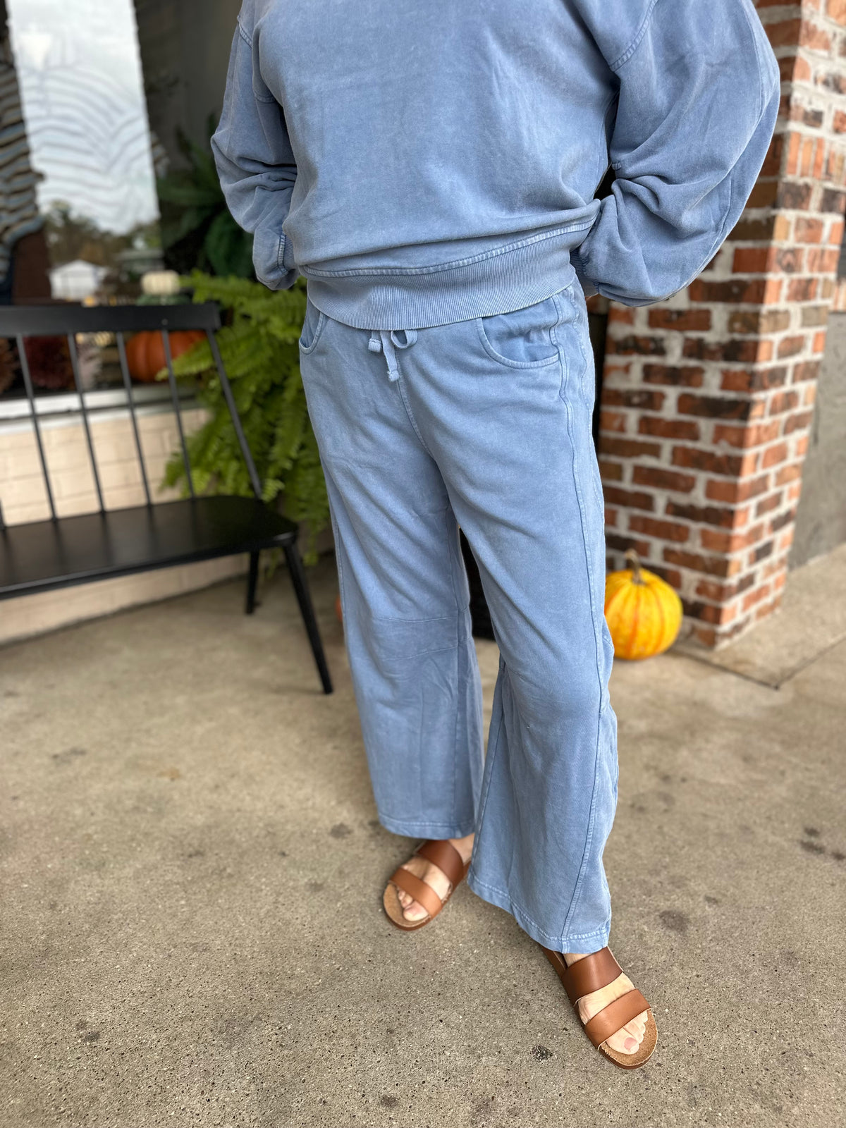 Blue Mineral Washed Barrel Pants