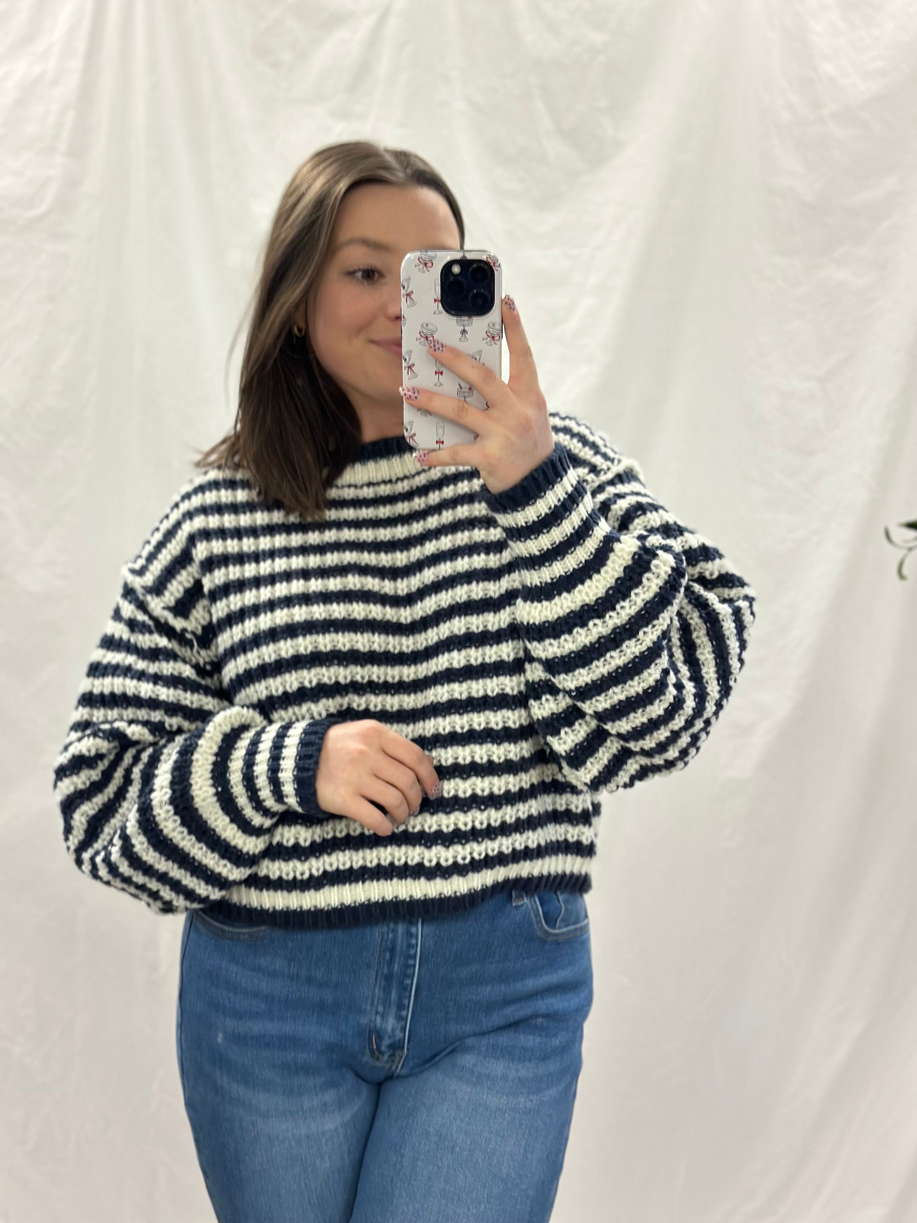 Navy Stripe Chunky Sweater - FINAL SALE