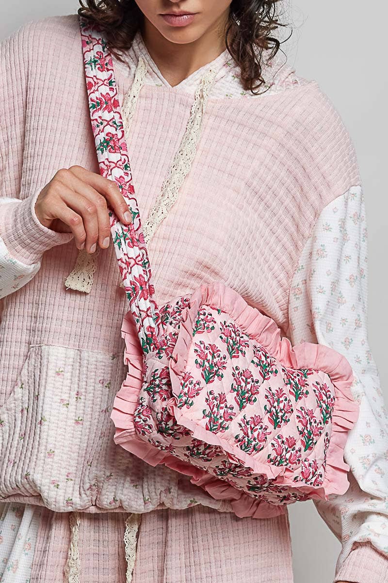 Blush Bloom Ruffle Crossbody Bag