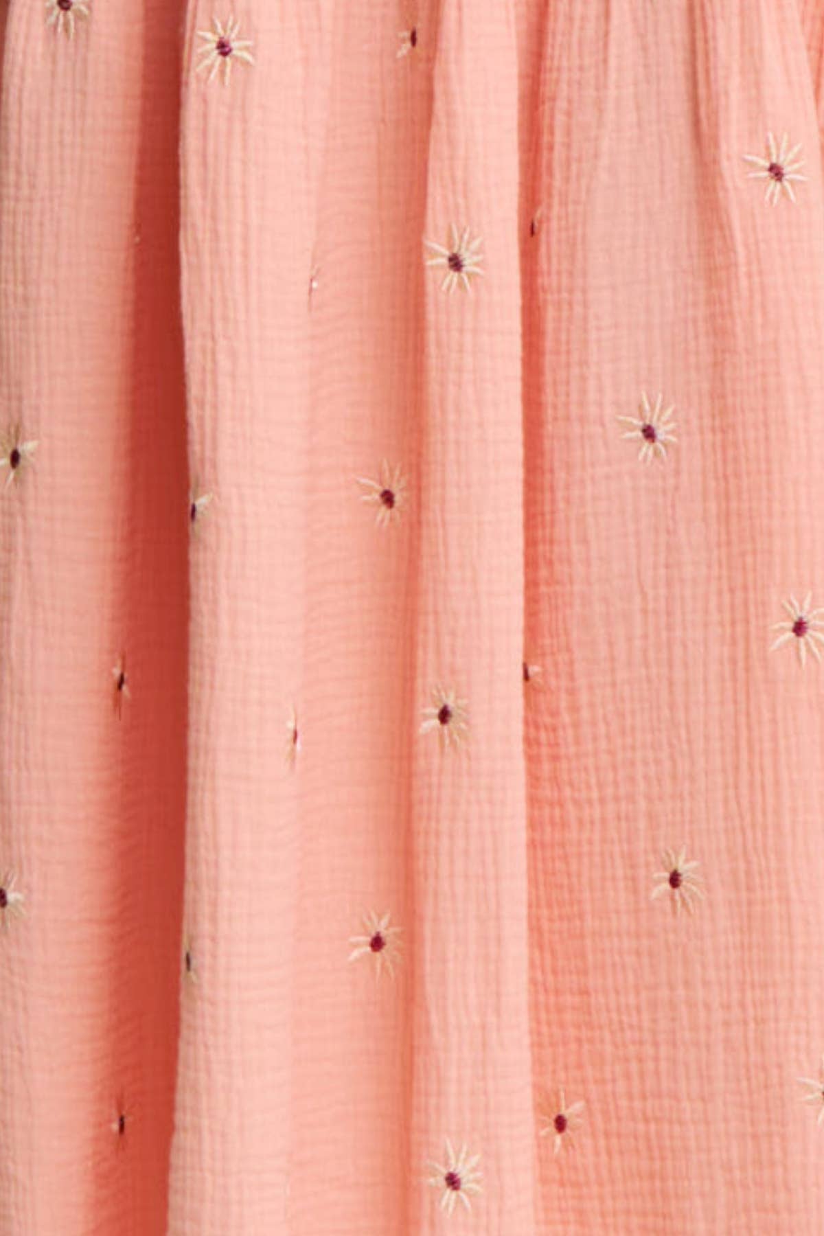 Pink Gauze Floral Embroidered Dress
