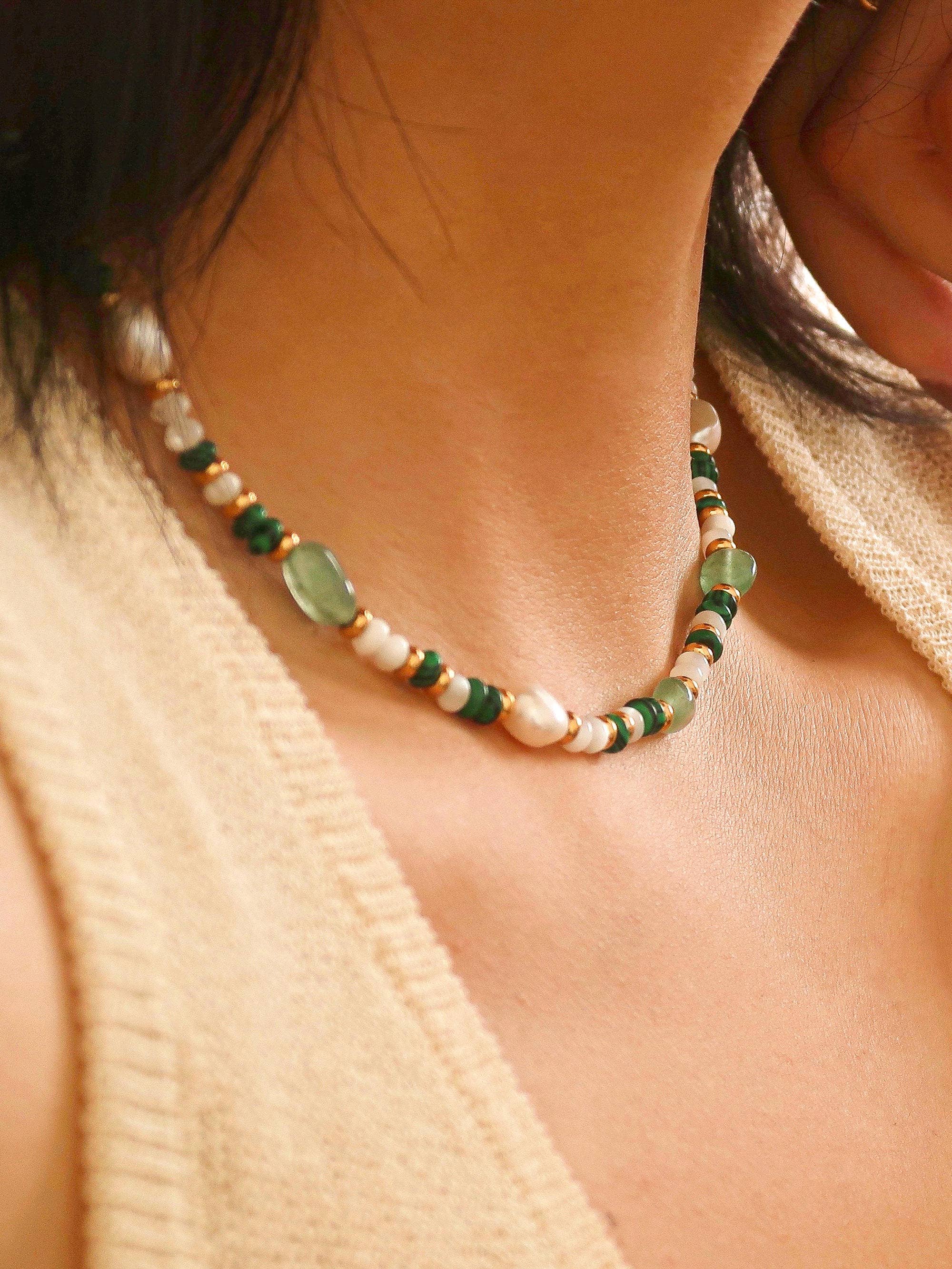 Green Non Tarnish Bead Necklace