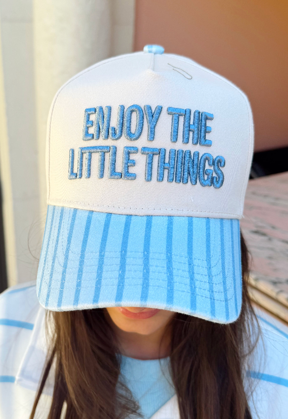 Enjoy the Little Things - Blue Stripe Trucker Hat