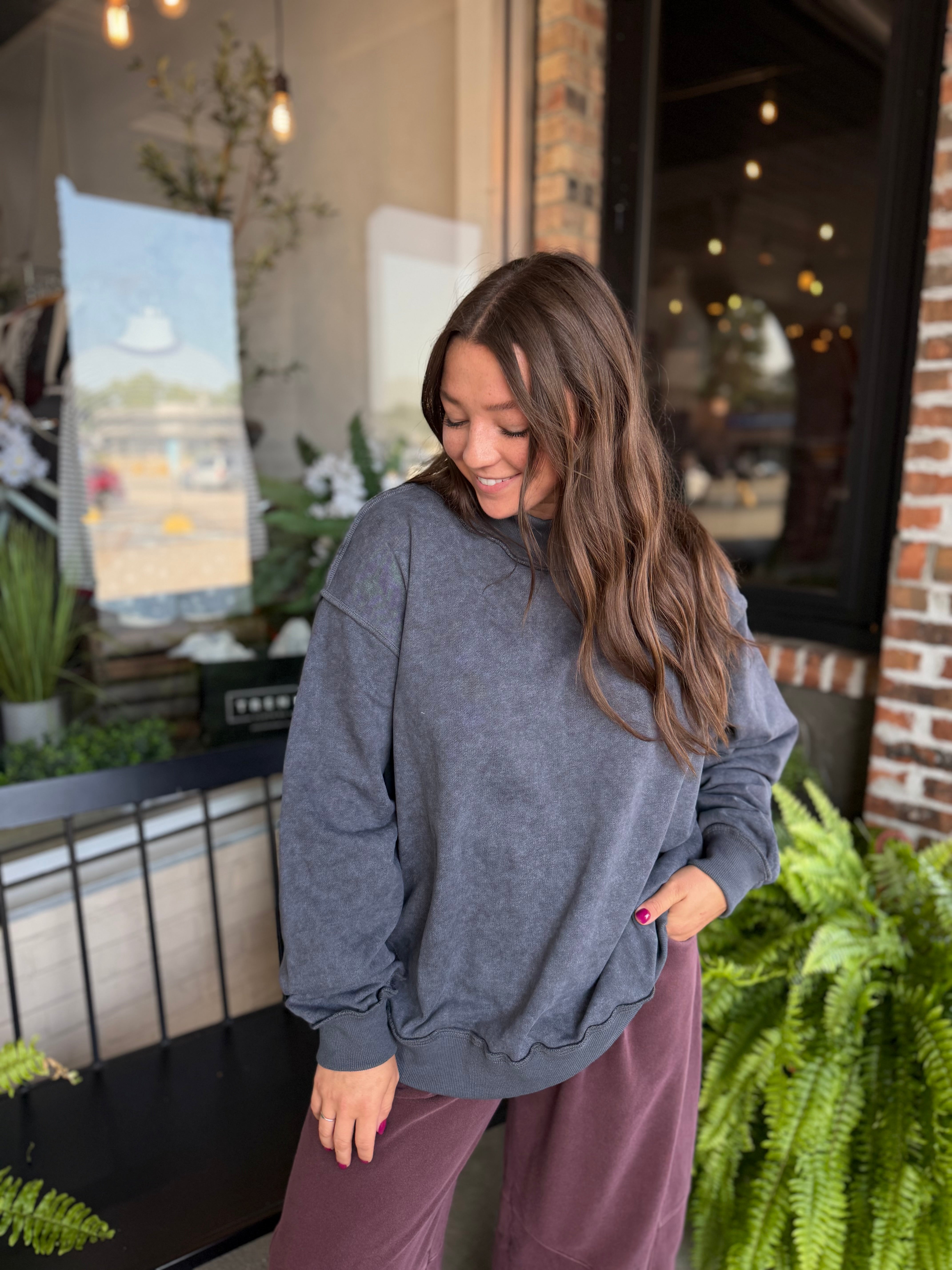 Charcoal Vintage Wash Oversized Sweatshirt
