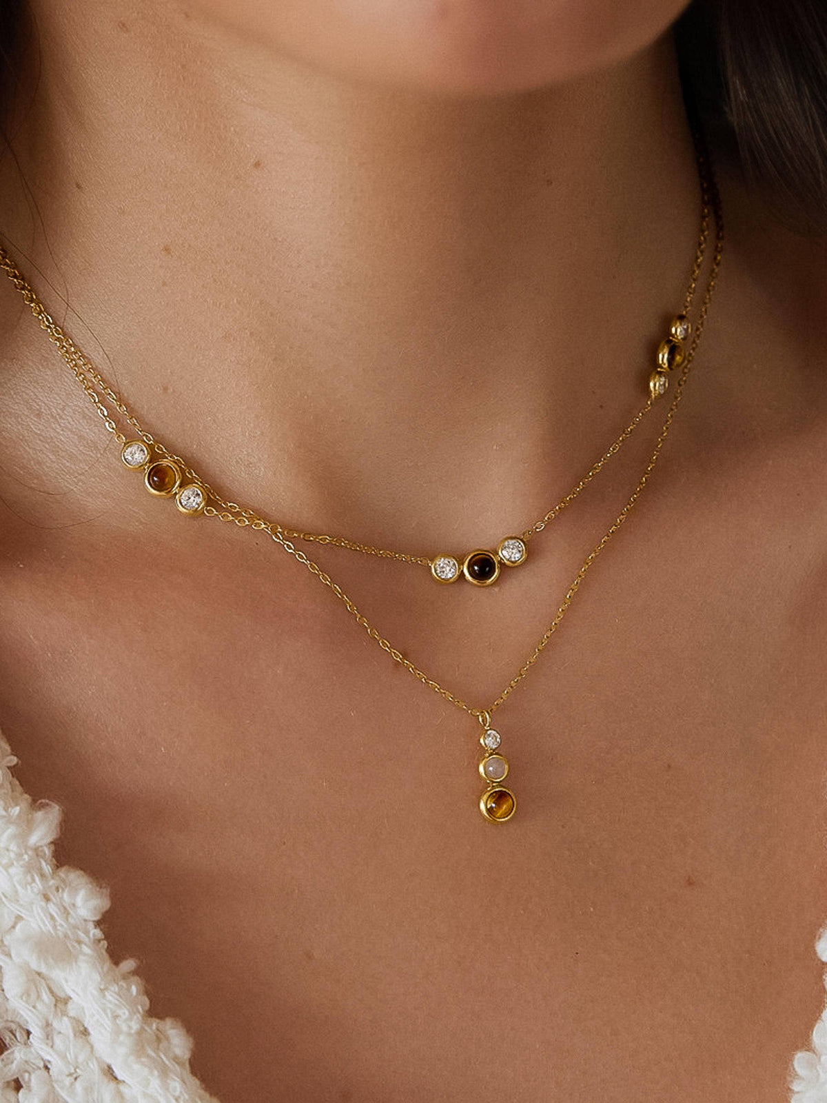 Gold Non-Tarnish Tiger Eye Necklace