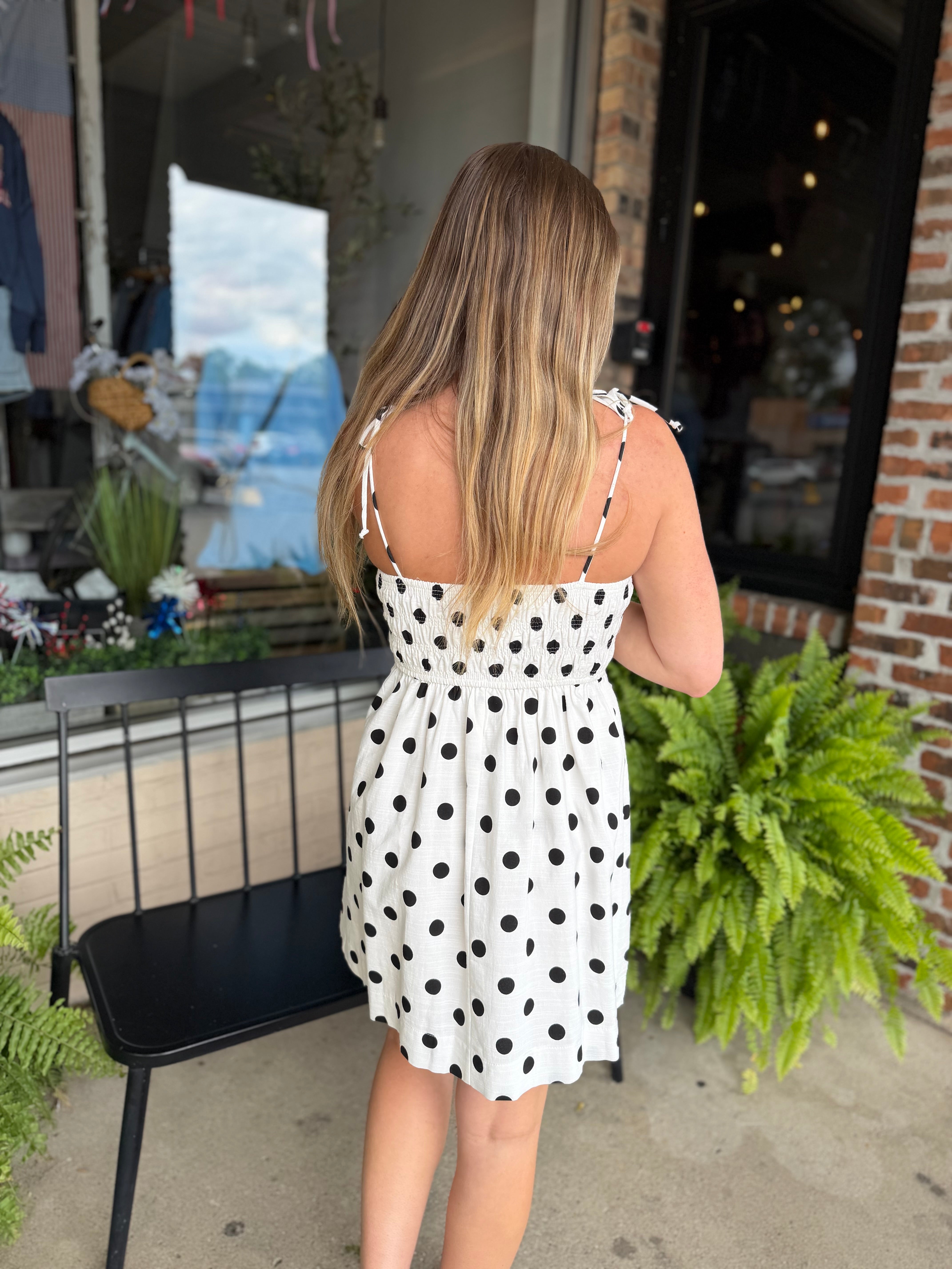 Polka Dot Smocked Mini Dress