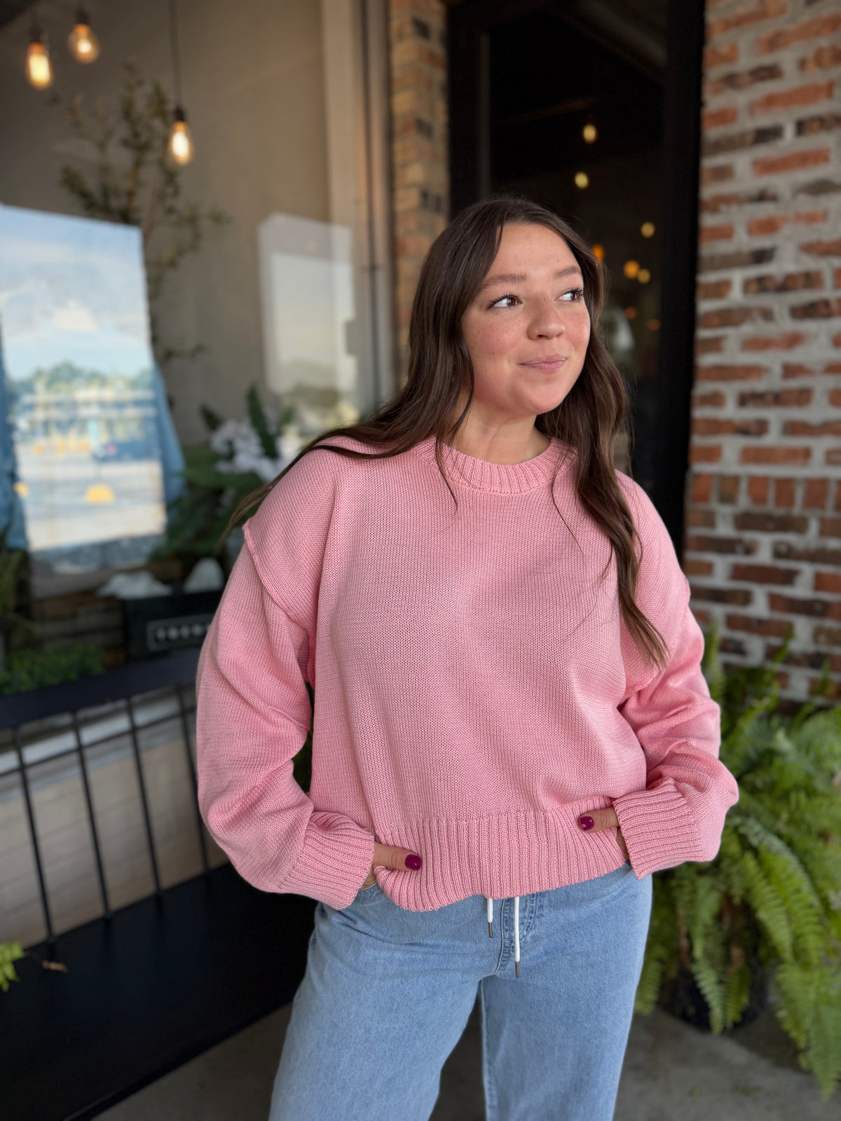 Pink Pleat Detail Sweater