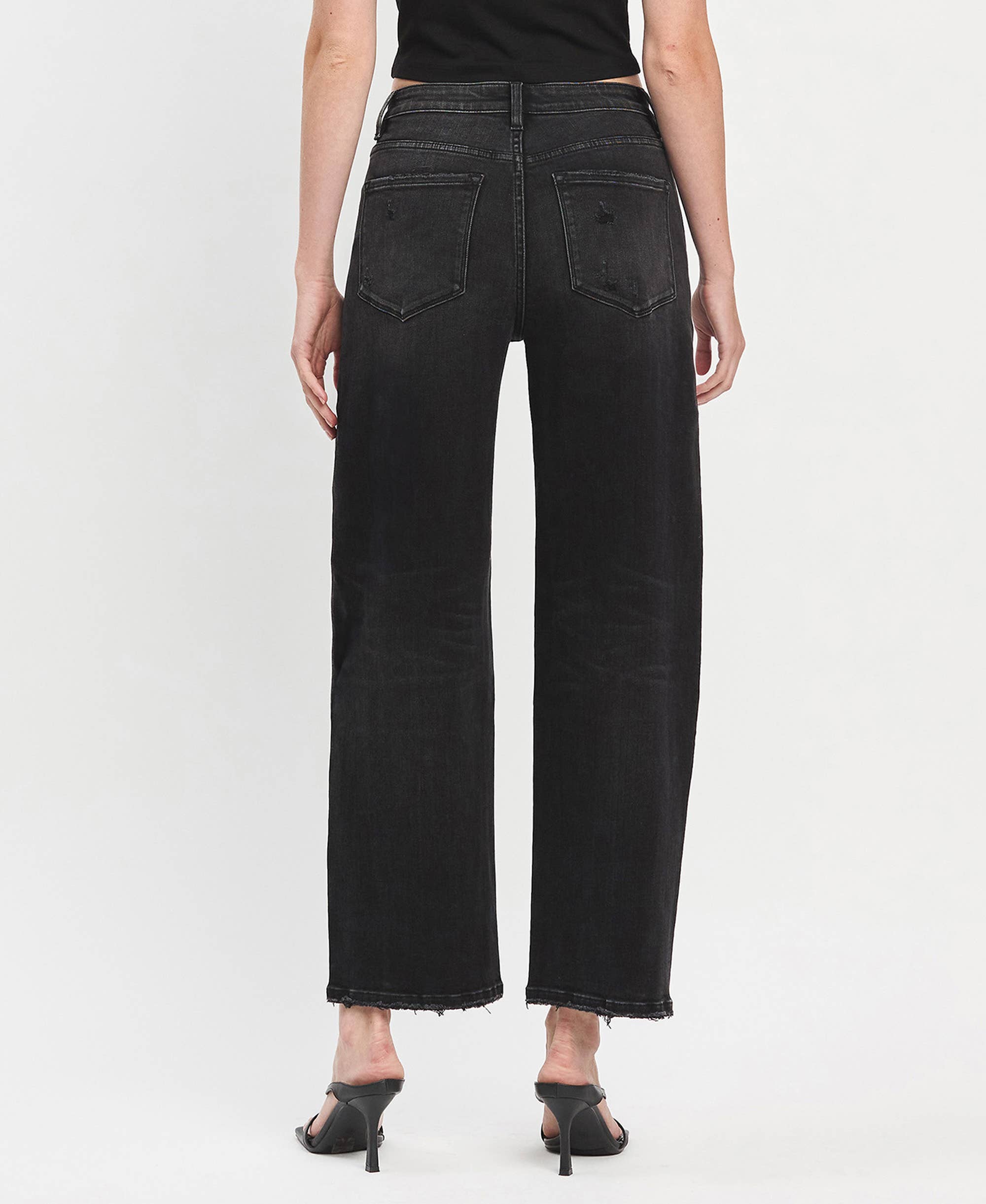 Black High Rise Barrel Jeans