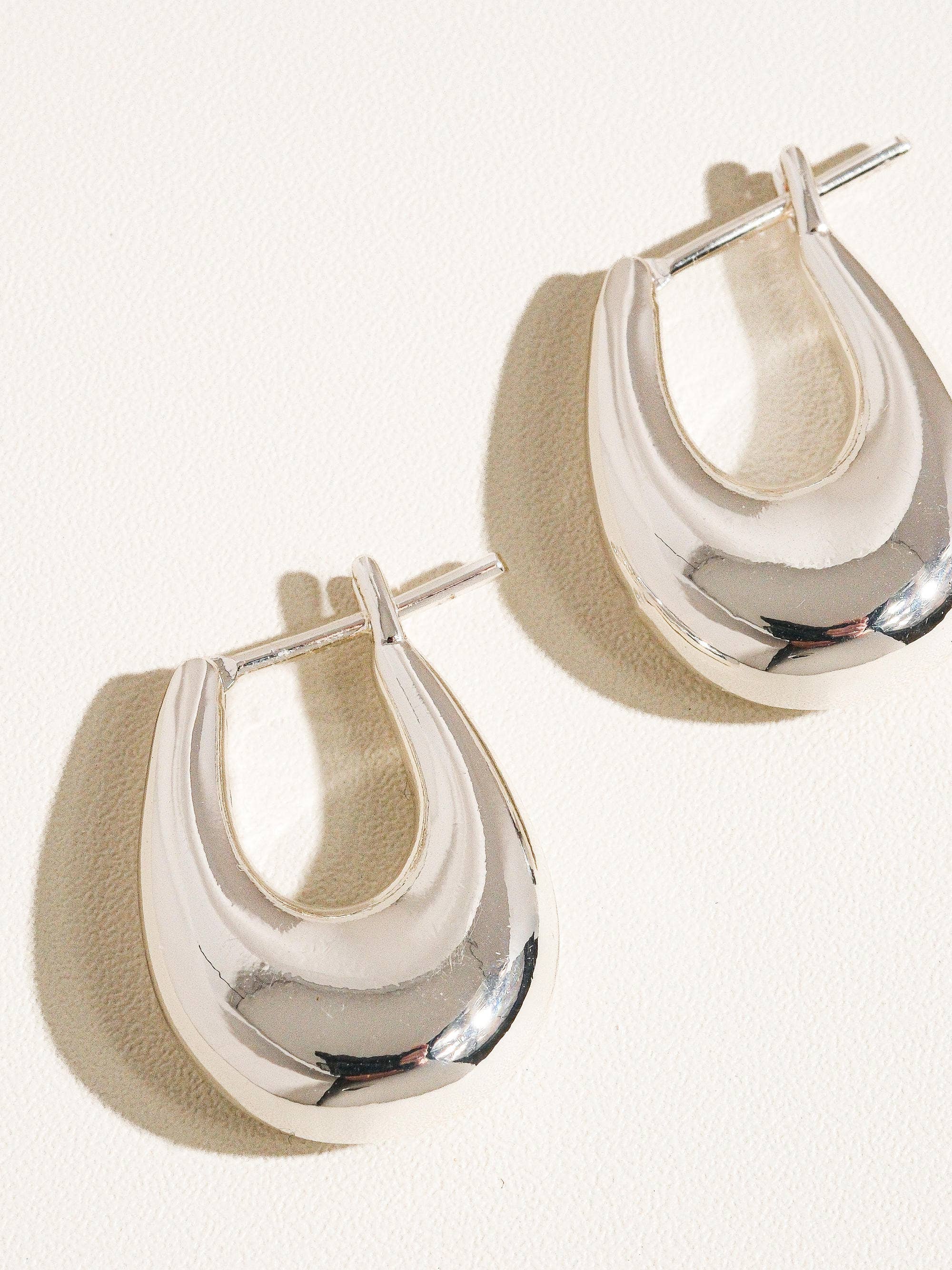Silver 18K Classic Droplet Hoop Earring