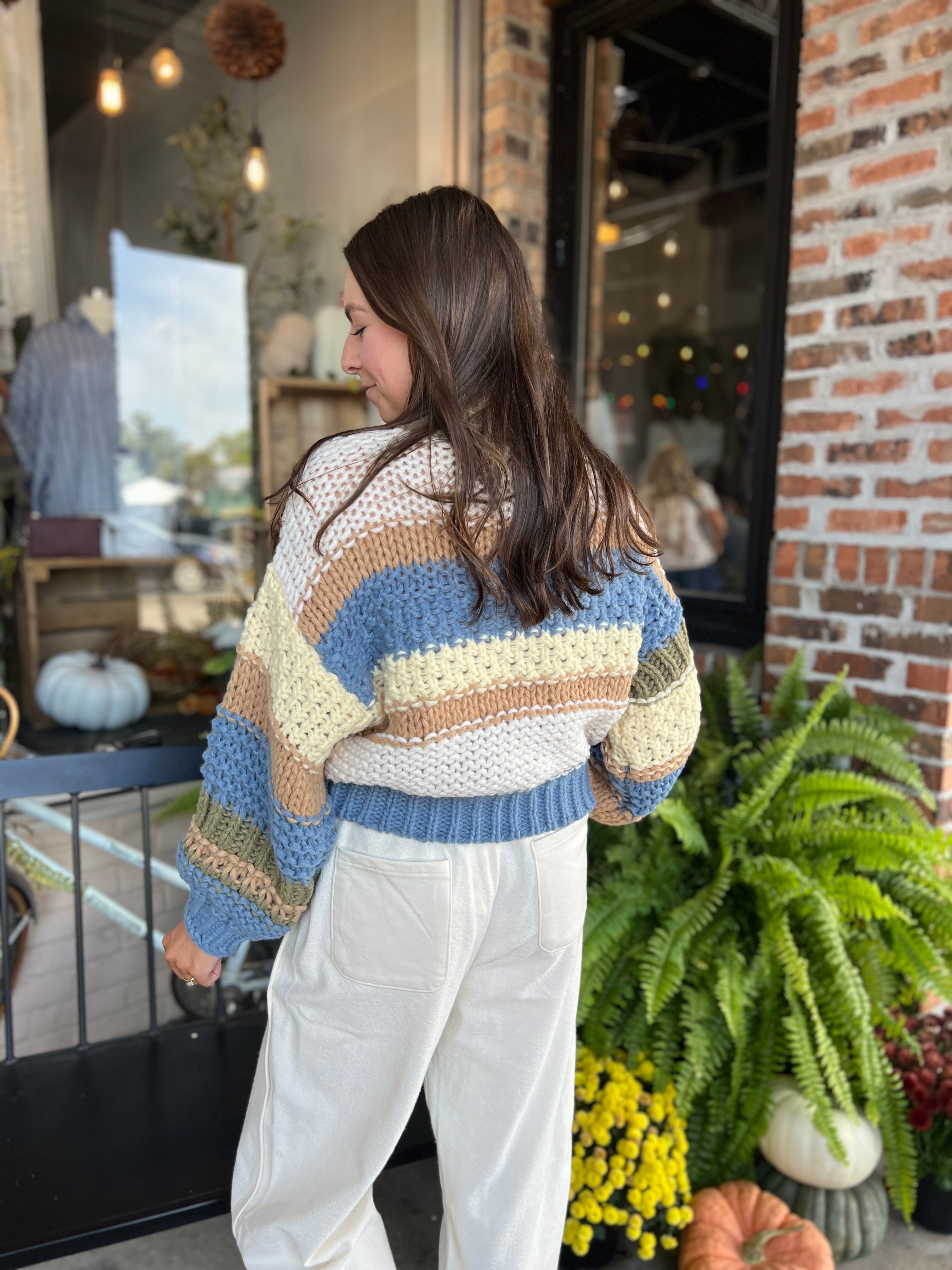Color Block Stripe Chunky Sweater