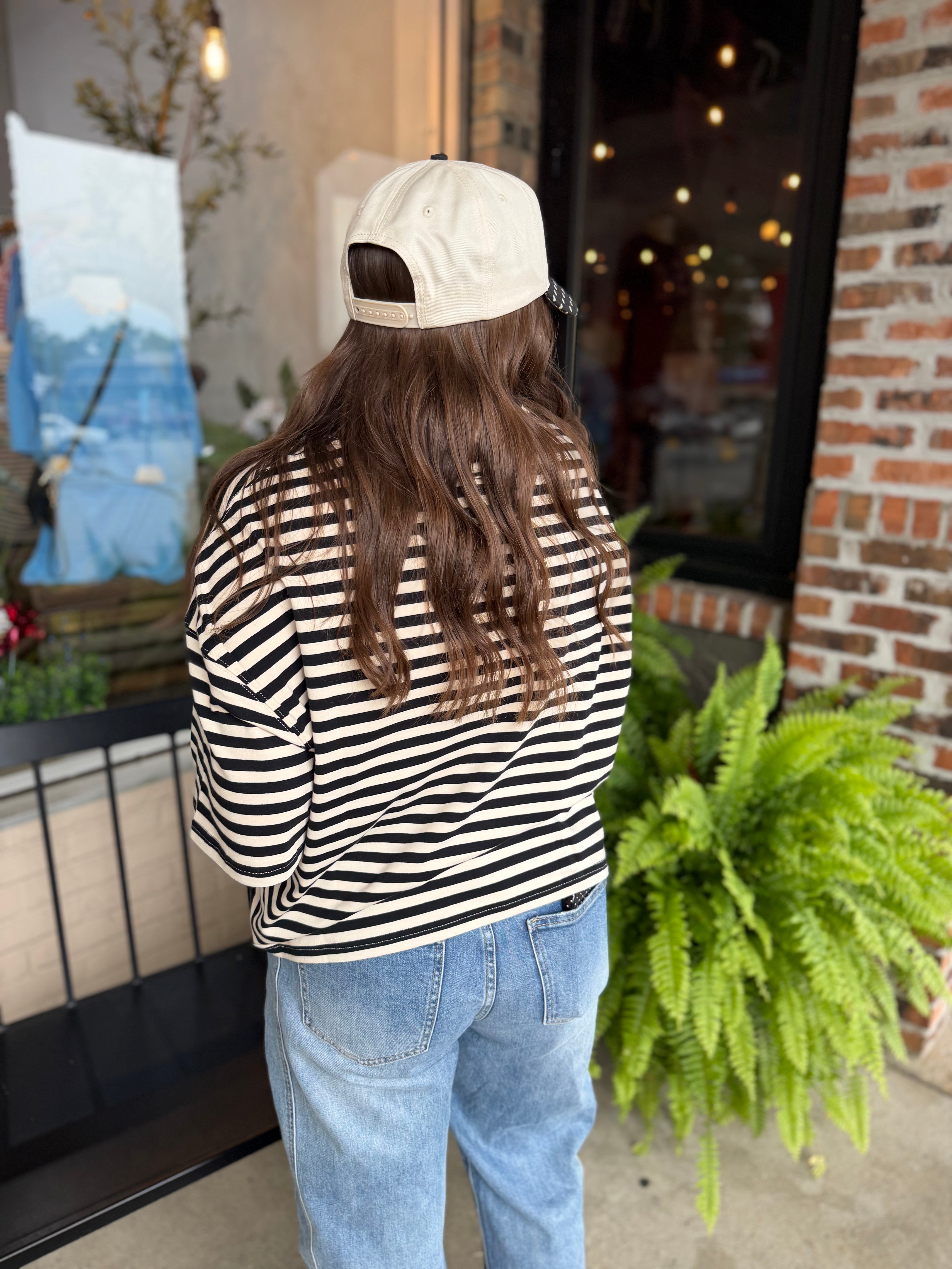 Ivory Oversized Stripe Boyfriend Tee