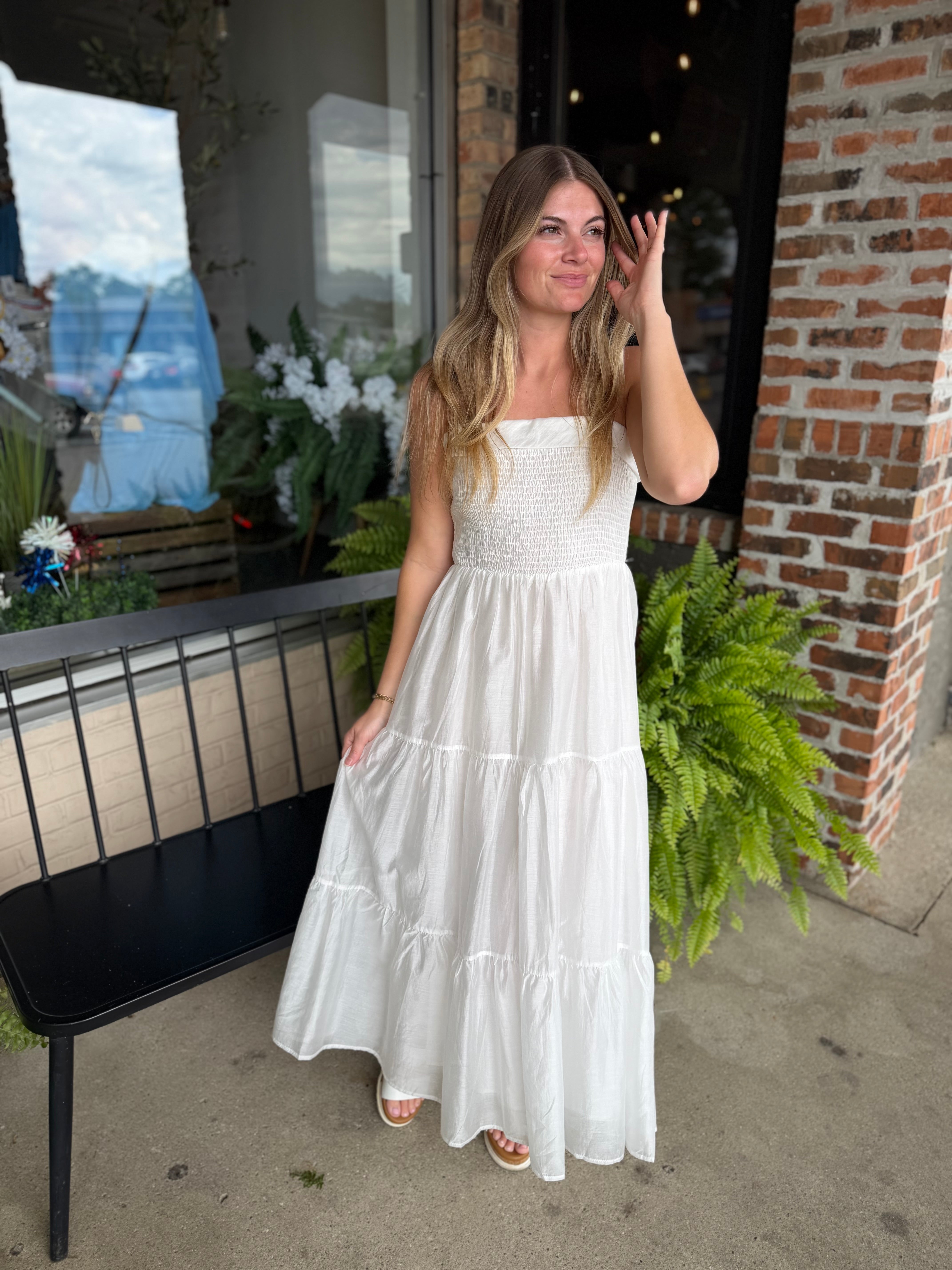 White Soft Tiered Maxi Dress