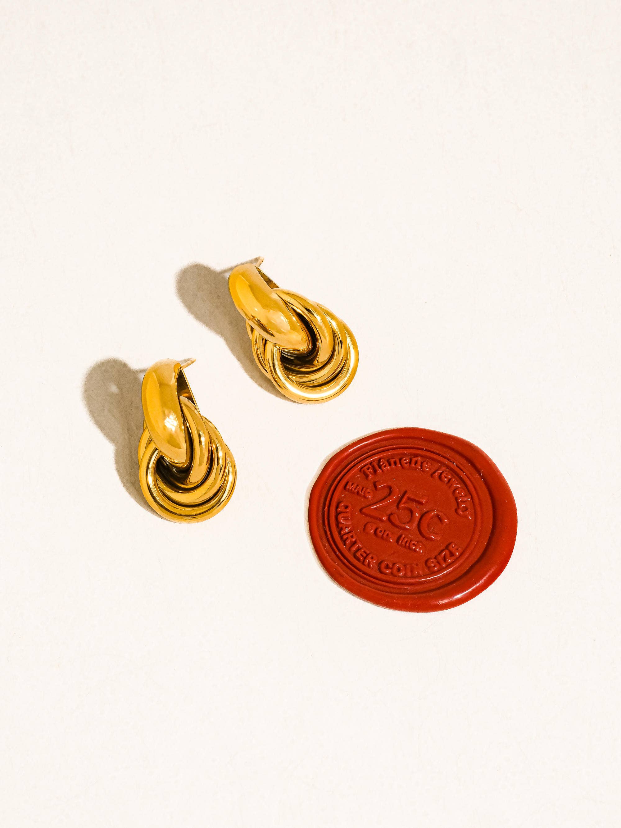 18K Gold Non-Tarnish Knot Hoop Earrings