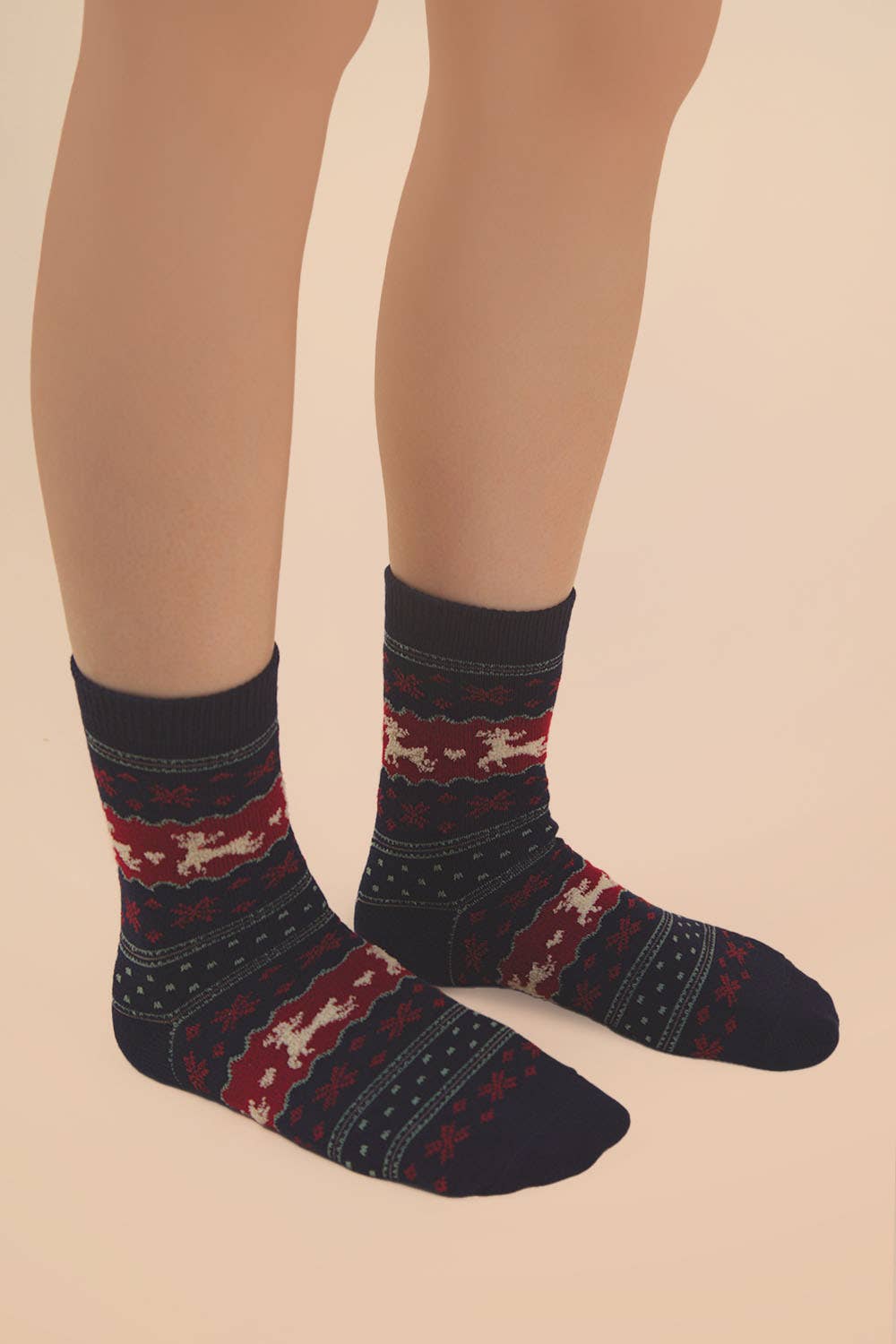 Navy Christmas Crew Socks