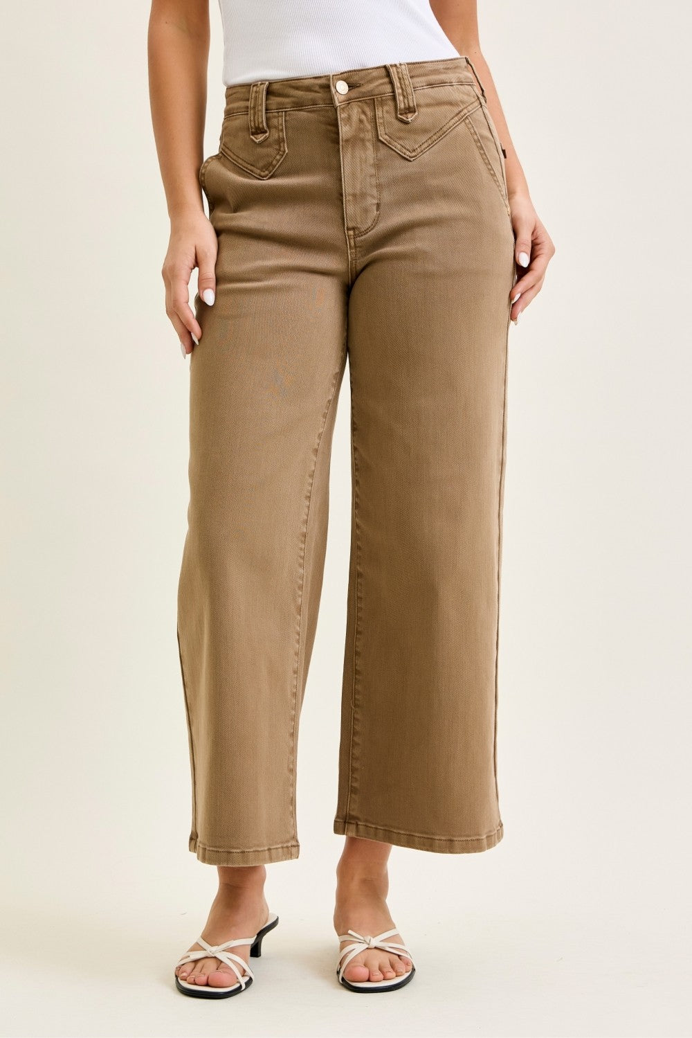 Brown High Waist Wide Leg Denim