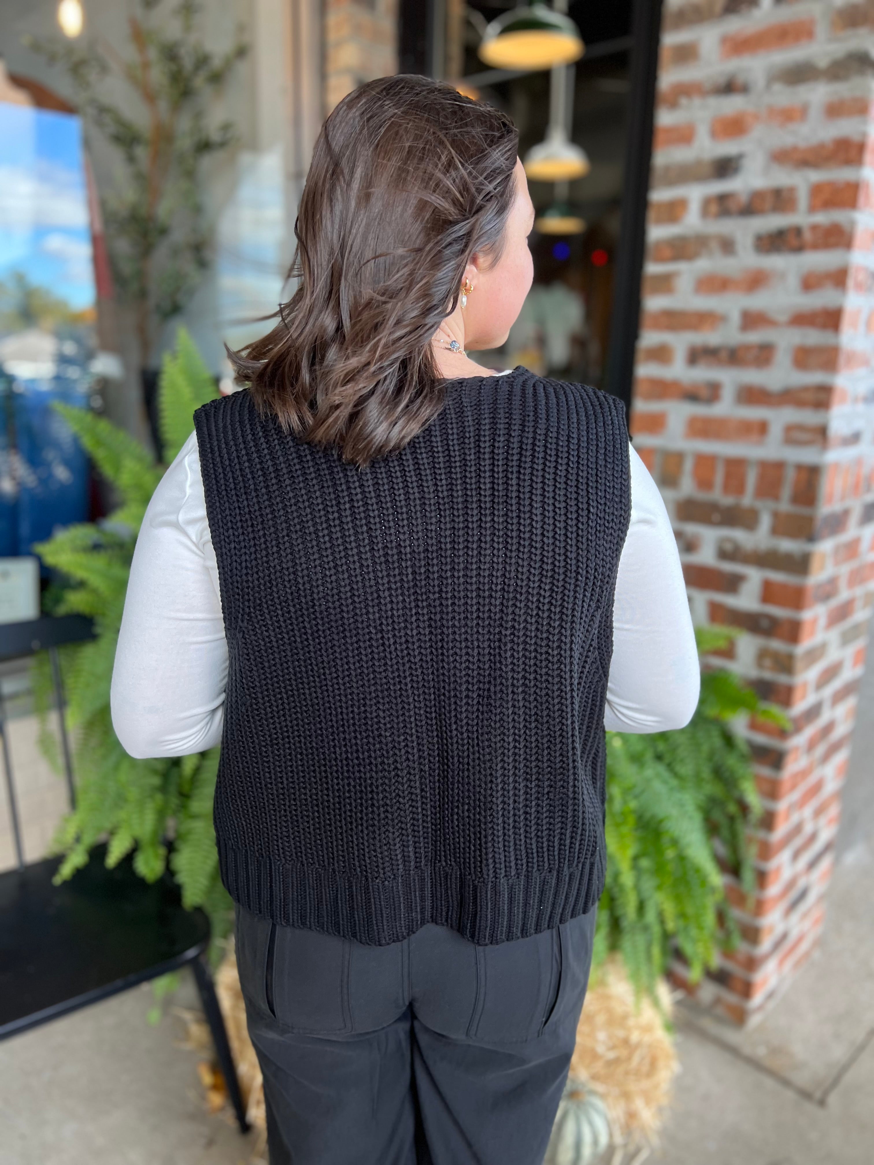 Black Cardigan Vest