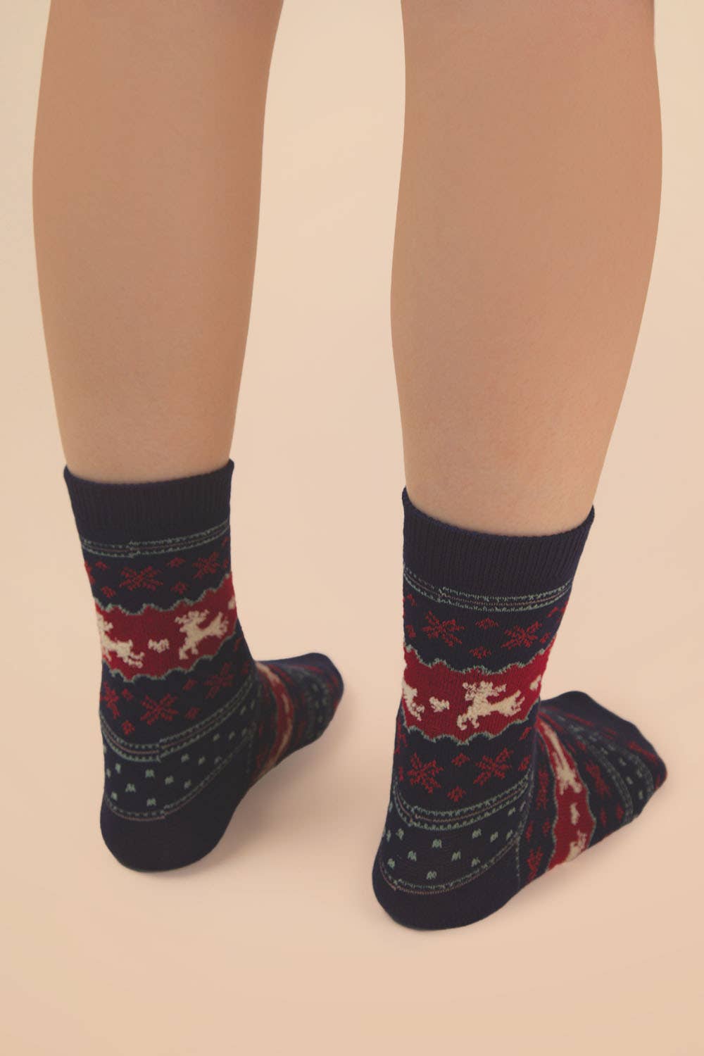 Navy Christmas Crew Socks