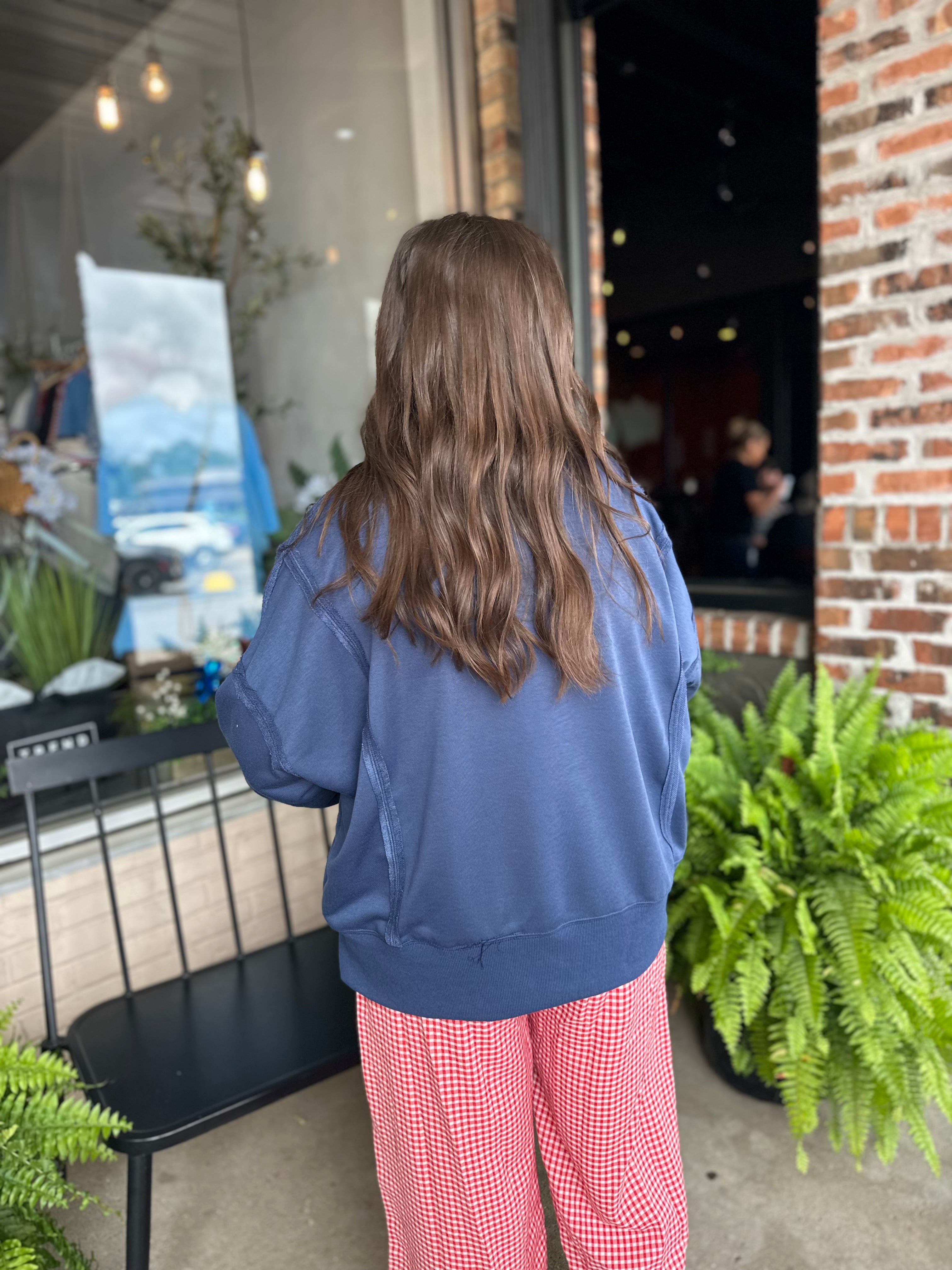 USA Plaid Patch Sweatshirt