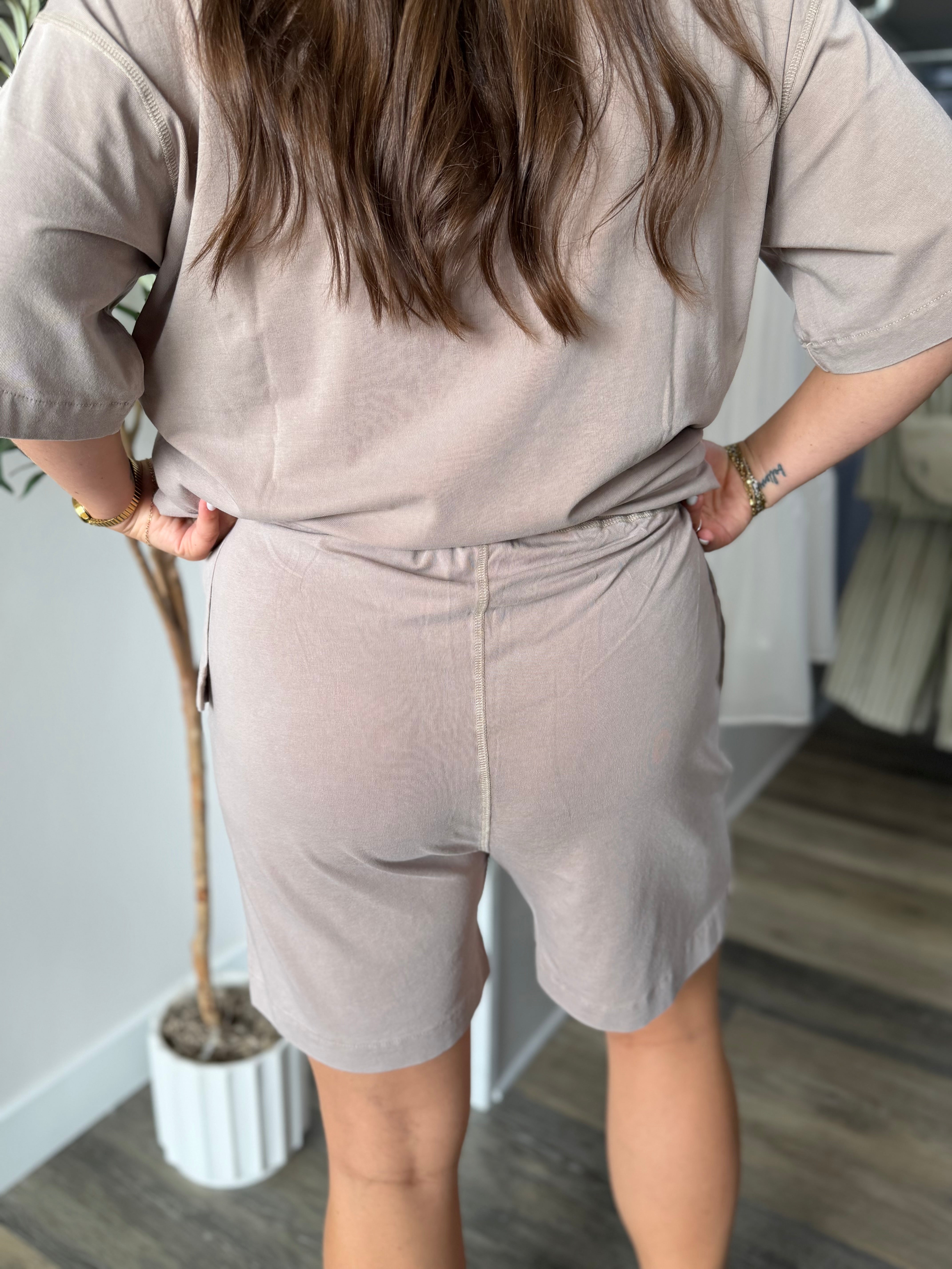 Taupe Coastal Cotton Shorts