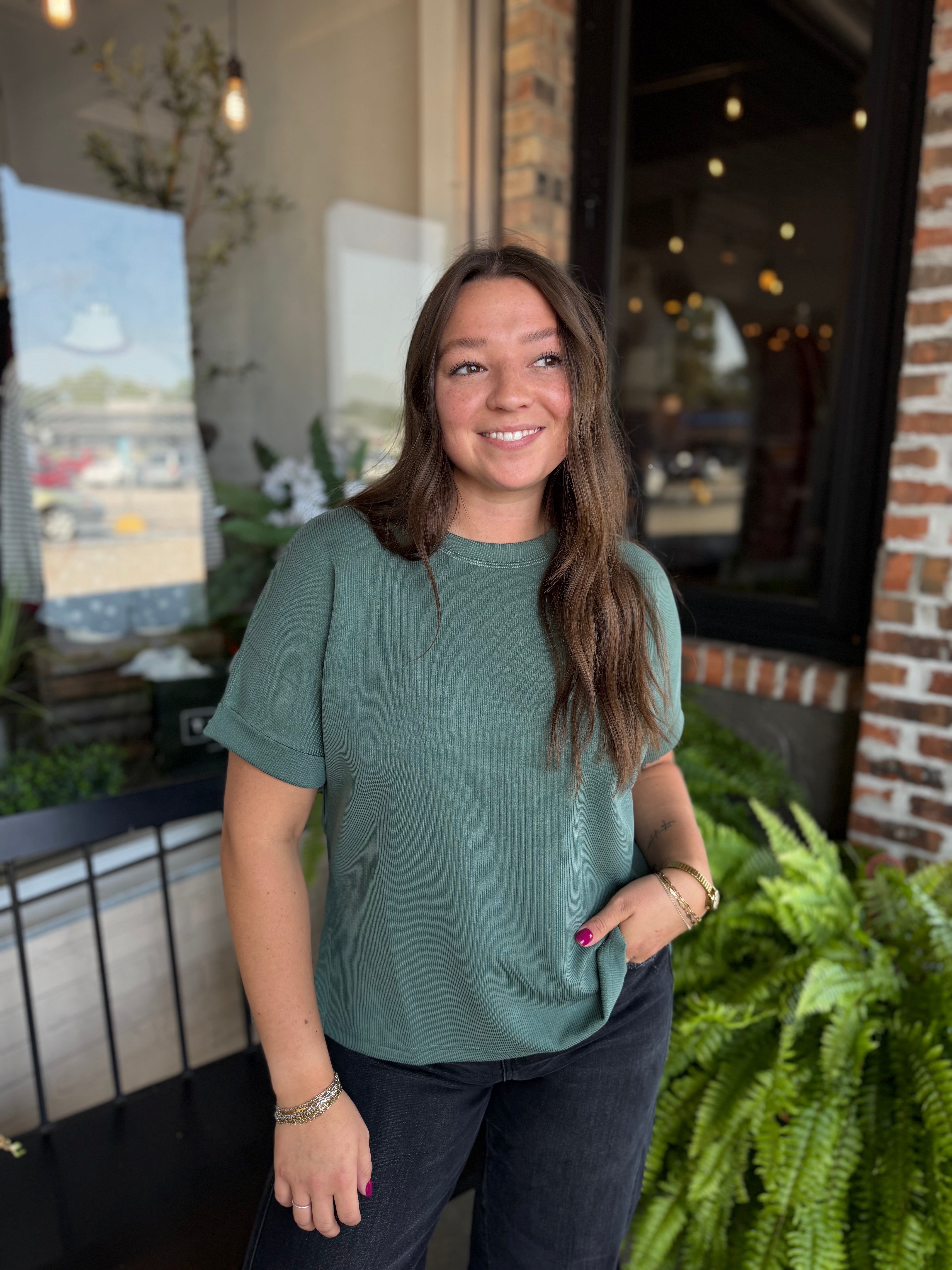 Green Sand Wash Rib Lounge Tee