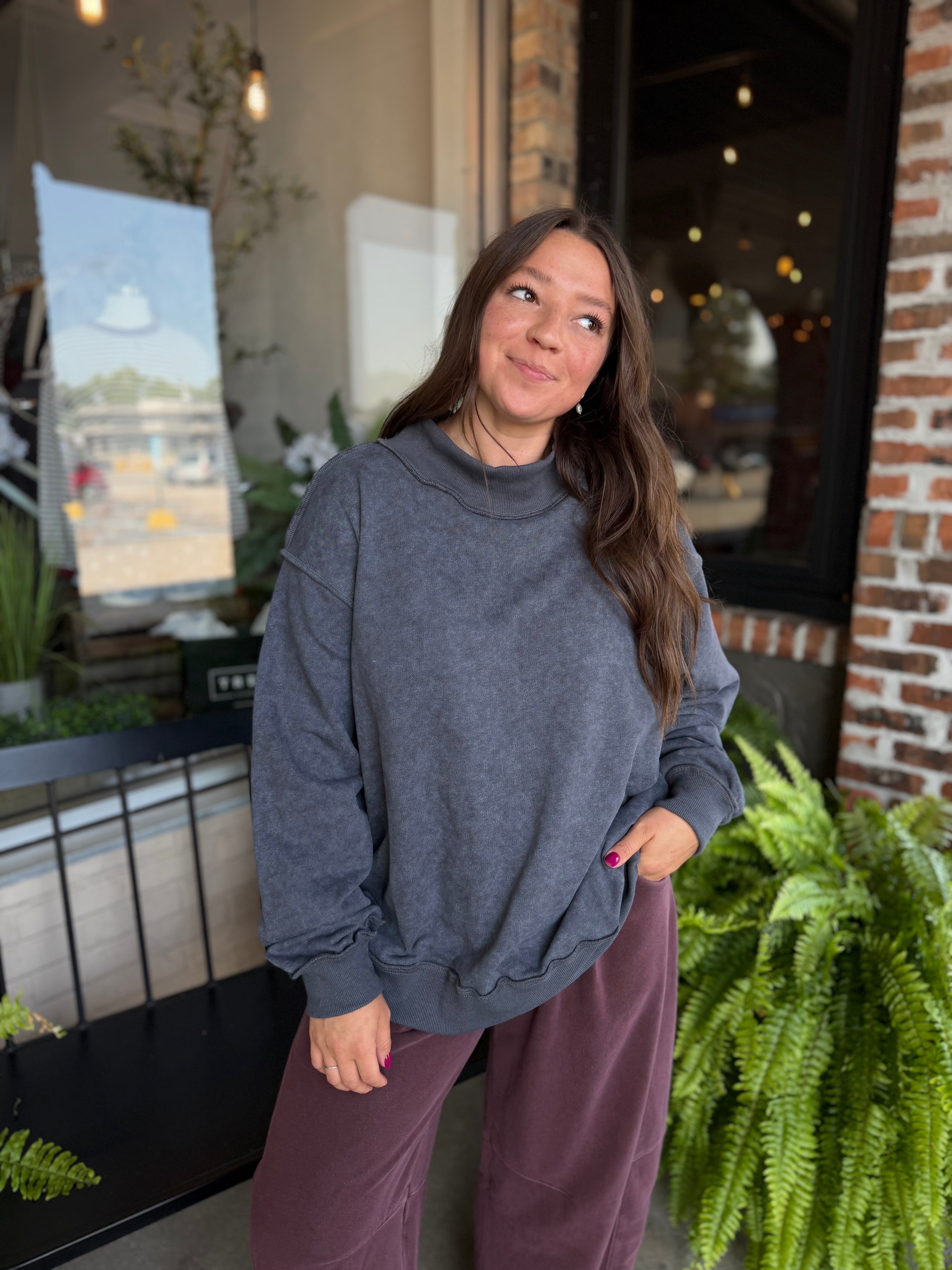 Charcoal Vintage Wash Oversized Sweatshirt