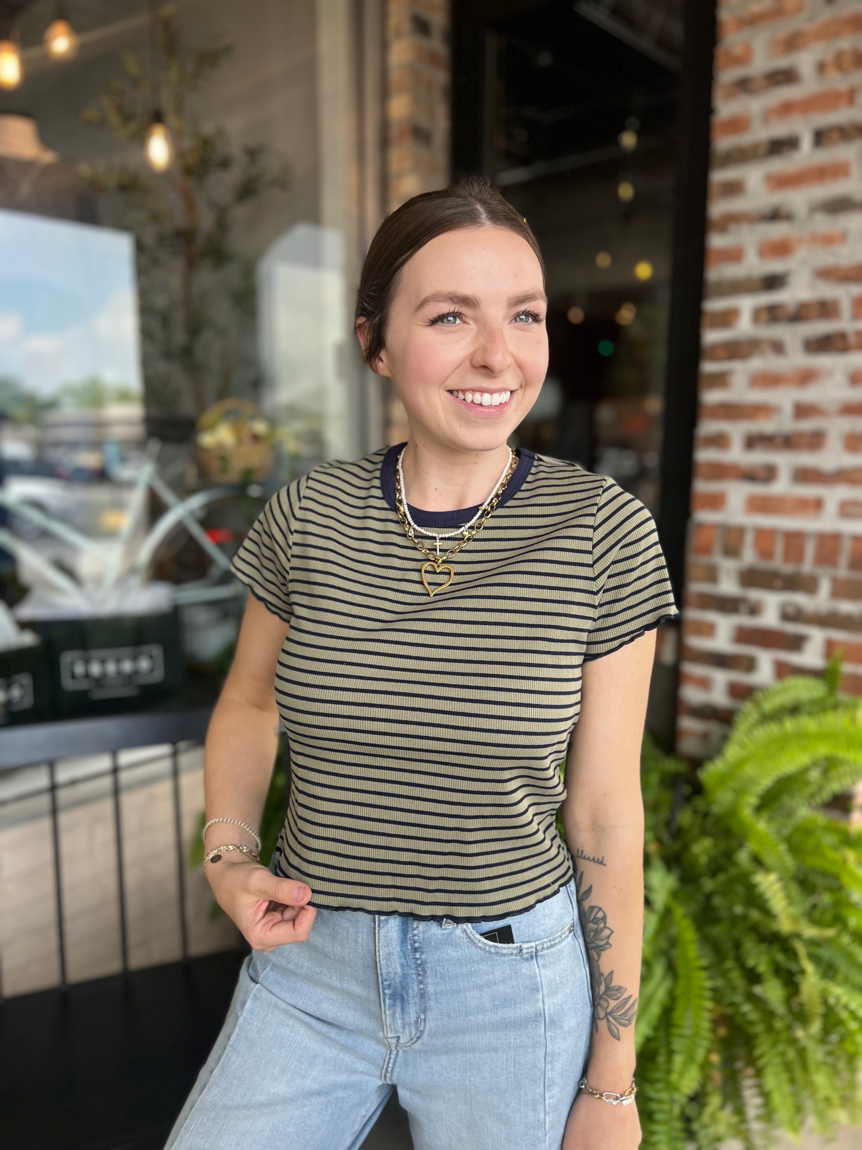 Navy Stripe Top